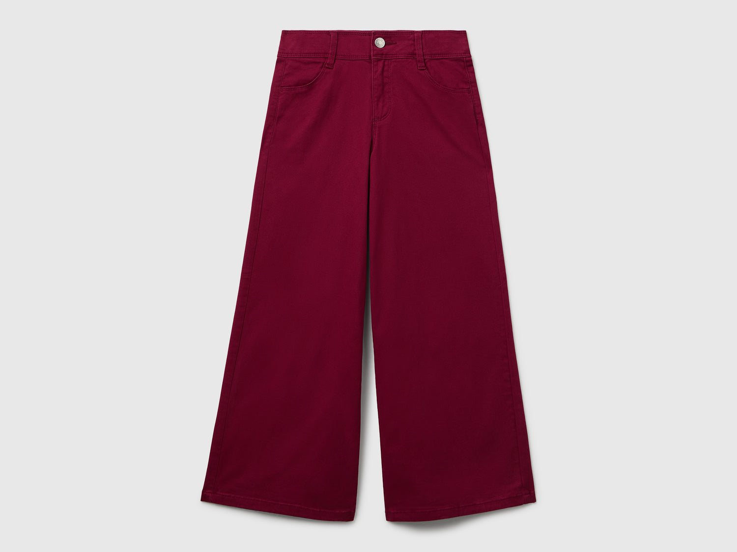 Pantaloni ampi in cotone stretch da bambina bordeaux | Benetton Outlet
