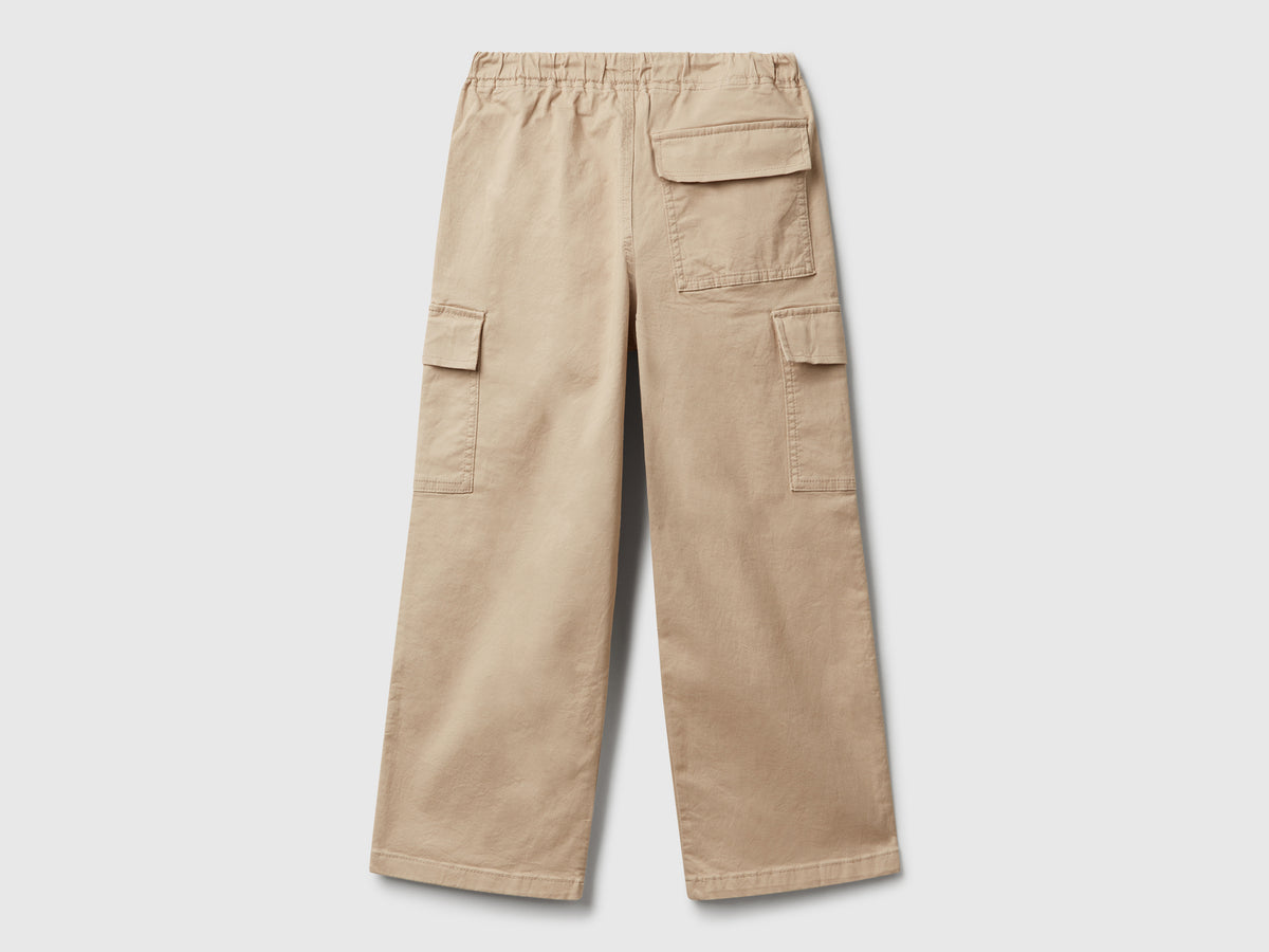 Pantaloni parachute in cotone stretch