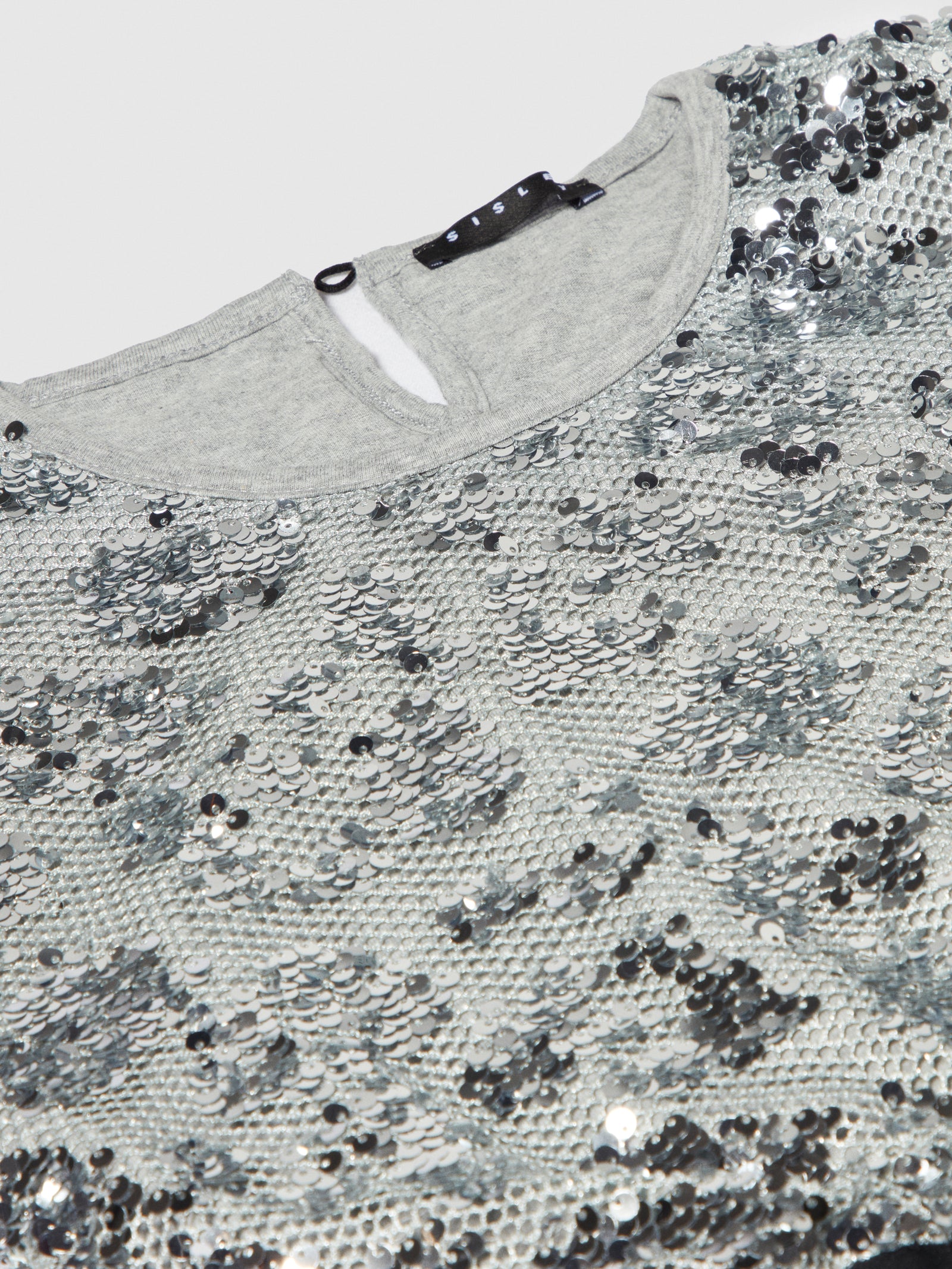 Blusa in rete e paillettes da bambina argento 2 | Sisley young Outlet