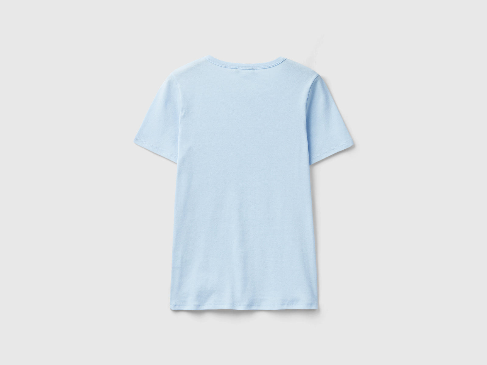 T-shirt in cotone a fibra lunga da donna celeste 2 | Benetton Outlet