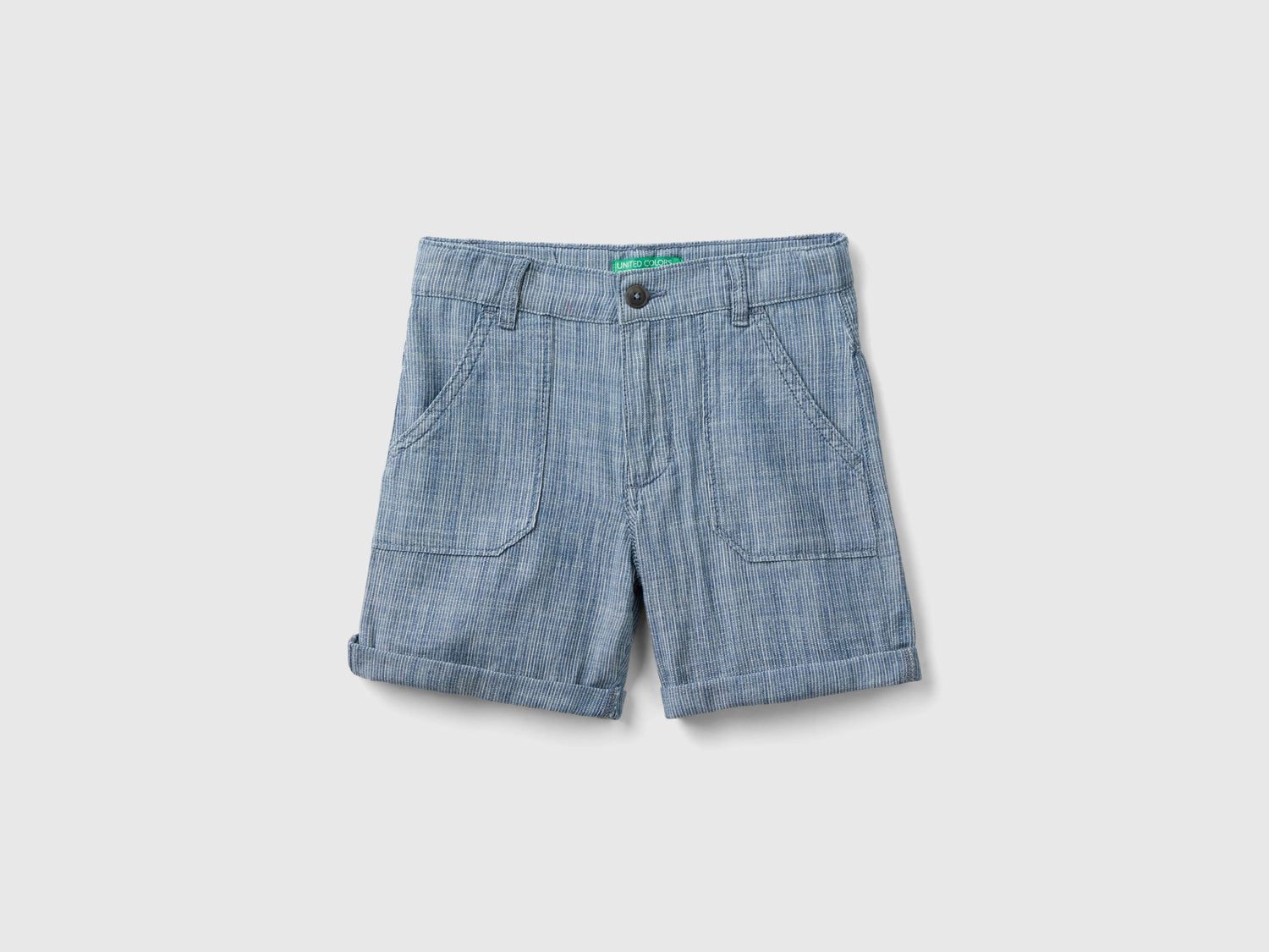 Bermuda a righe in chambray da bimbo blu | Benetton Outlet