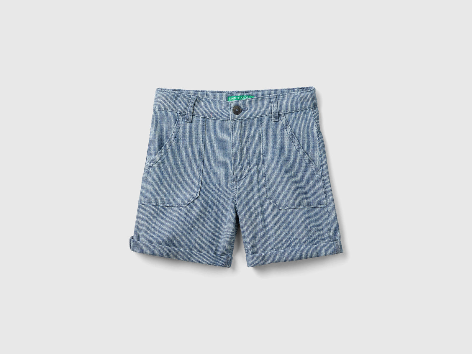 Bermuda a righe in chambray da bimbo blu | Benetton Outlet