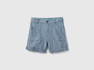 Bermuda a righe in chambray
