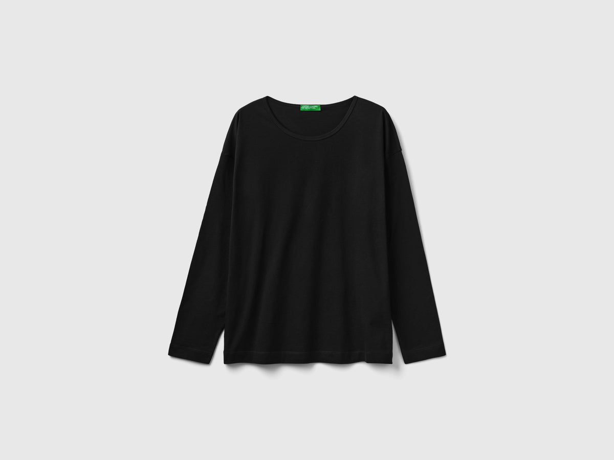 T-shirt girocollo in cotone a fibra lunga