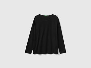 T-shirt girocollo in cotone a fibra lunga