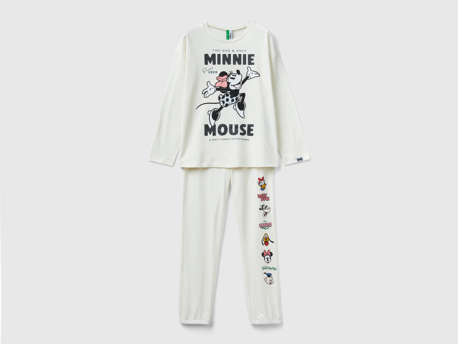 Pigiama Minnie in misto cotone da bambina bianco panna | Benetton Outlet