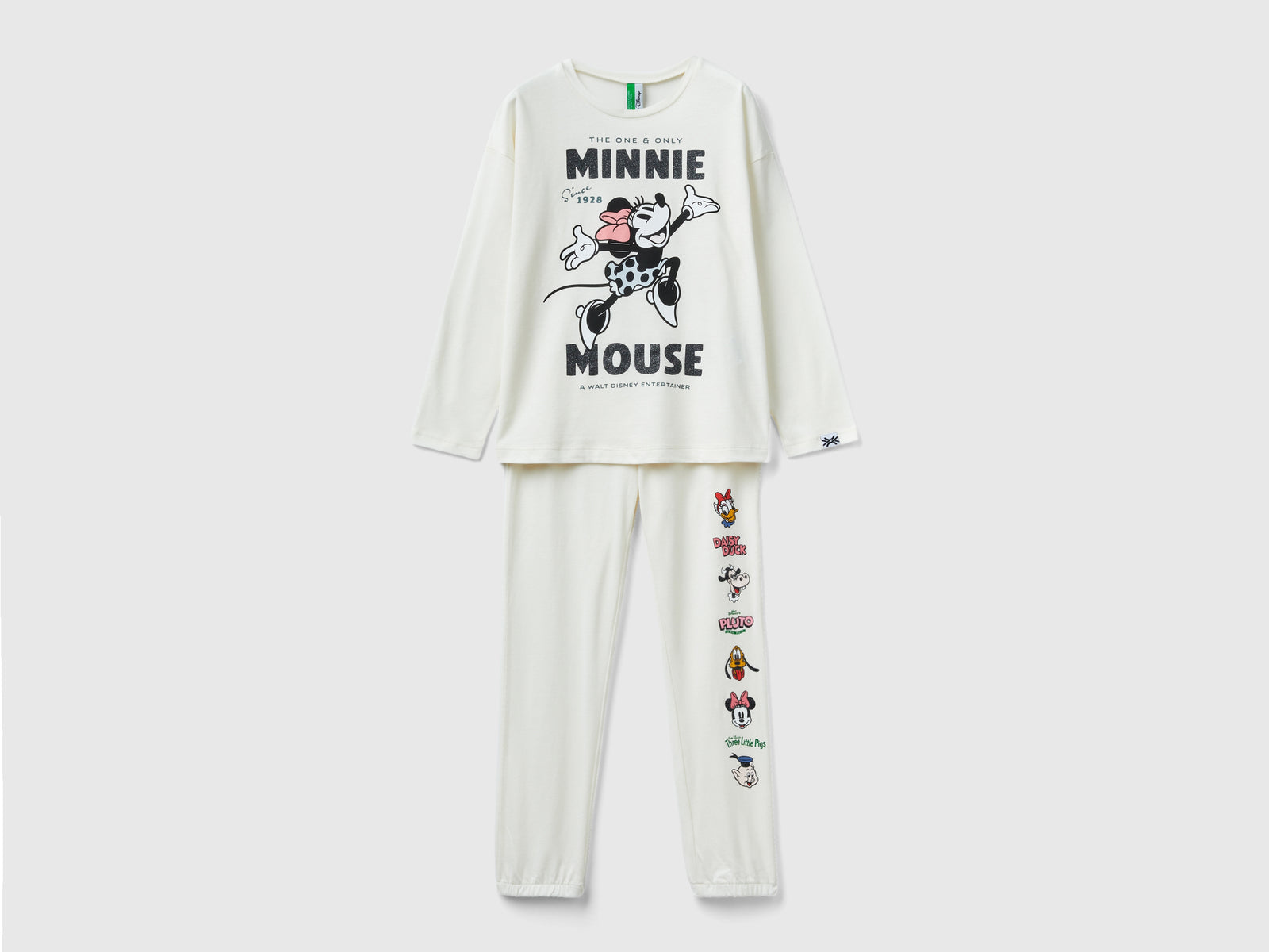Pigiama Minnie in misto cotone da bambina bianco panna | Benetton Outlet