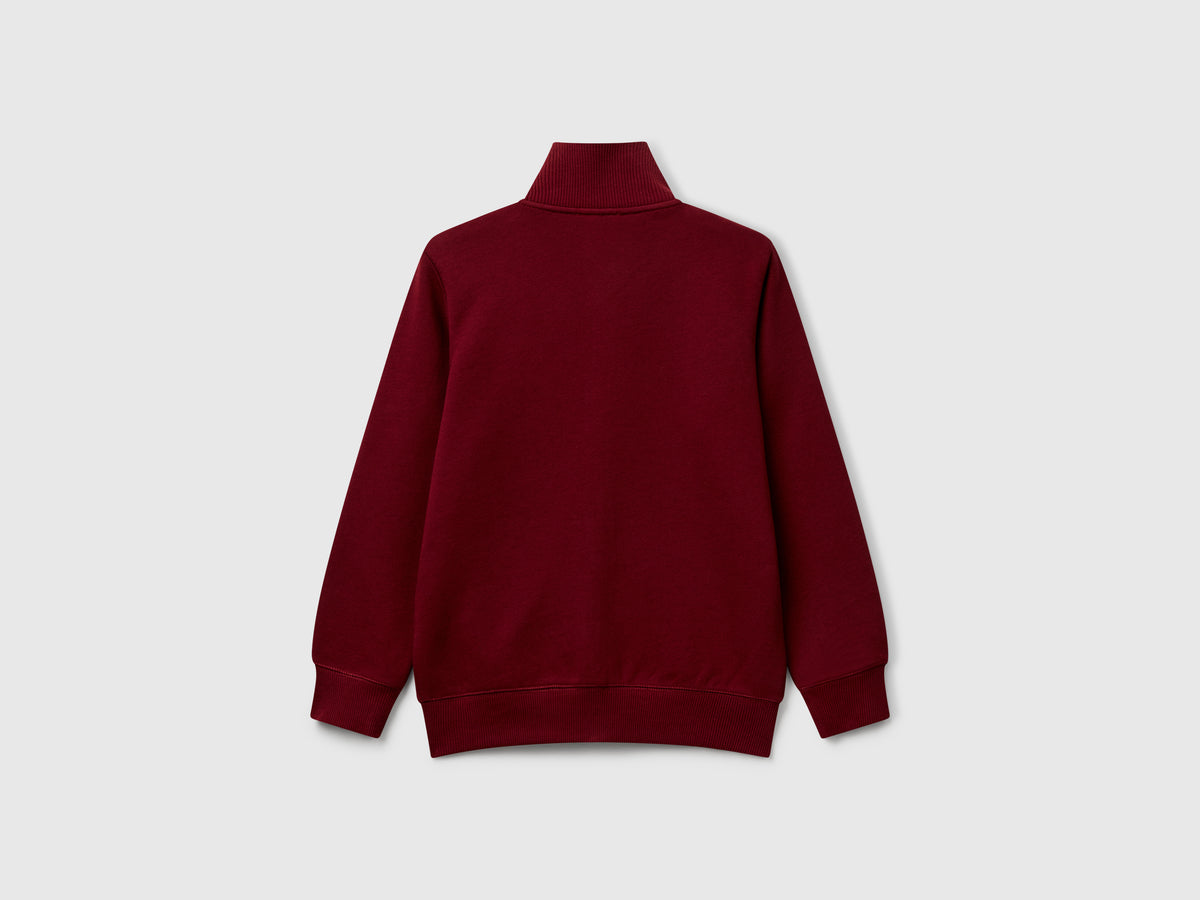 Felpa con zip in puro cotone