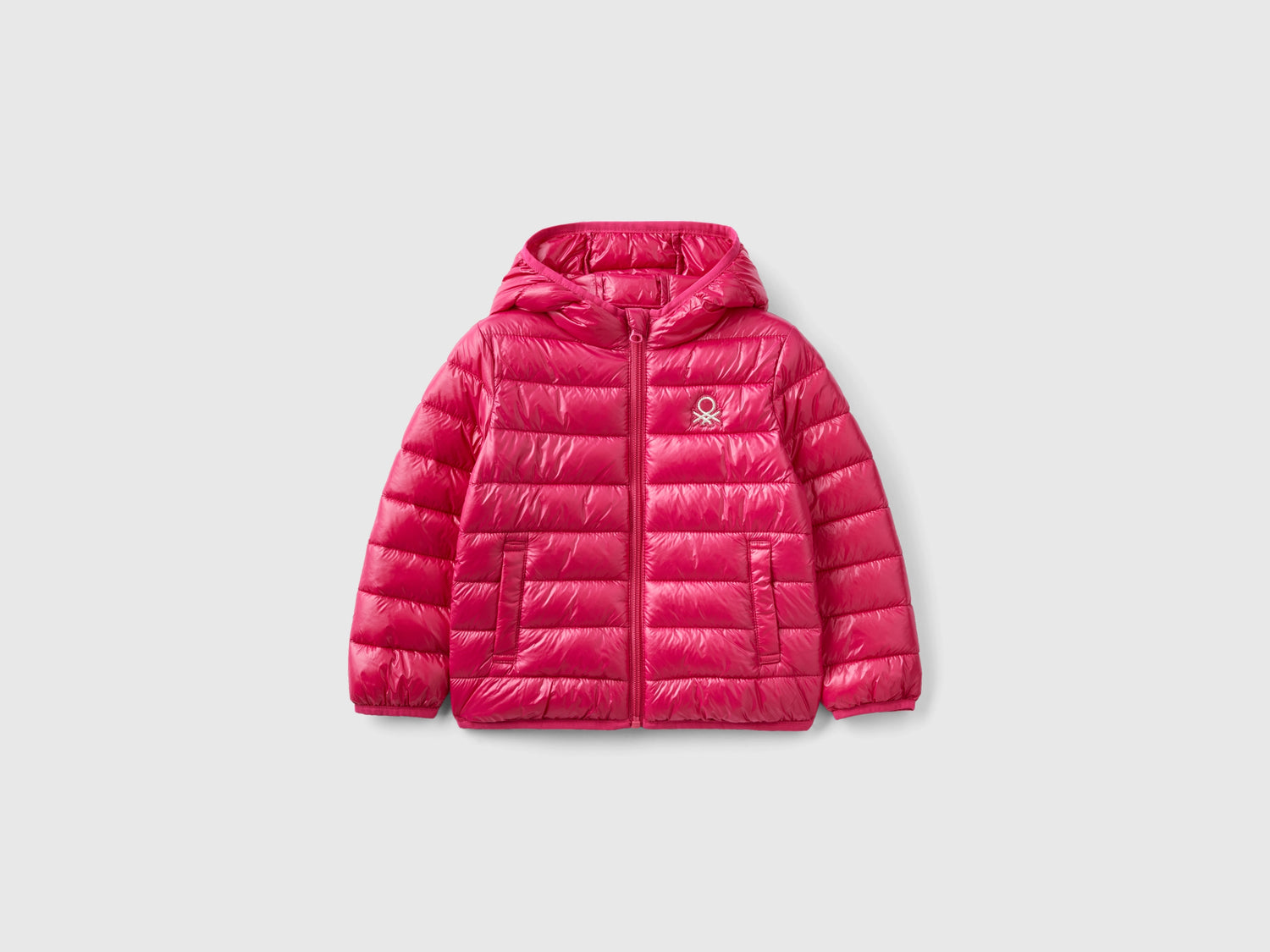Giubbotto imbottito con cappuccio da bimba ciclamino | Benetton Outlet