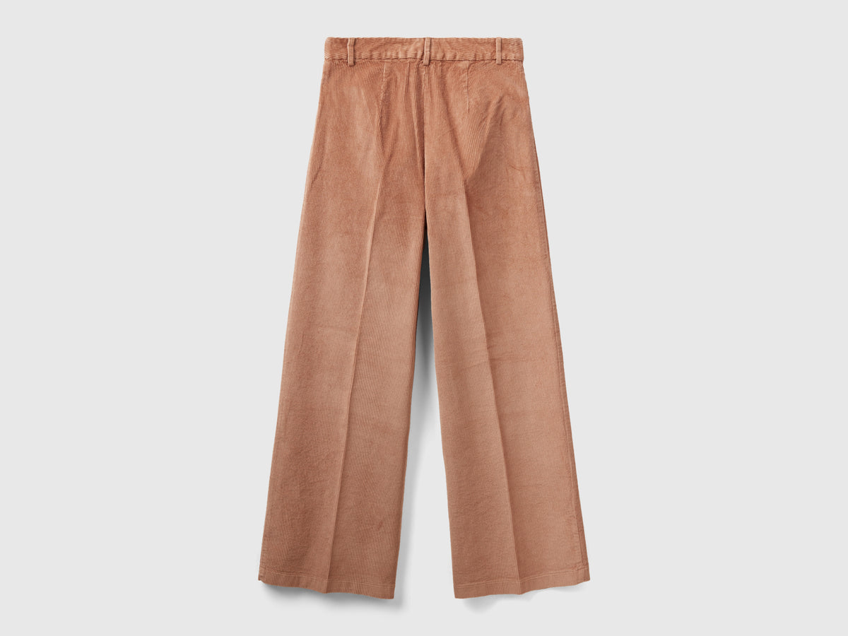 Pantaloni gamba ampia in velluto a coste