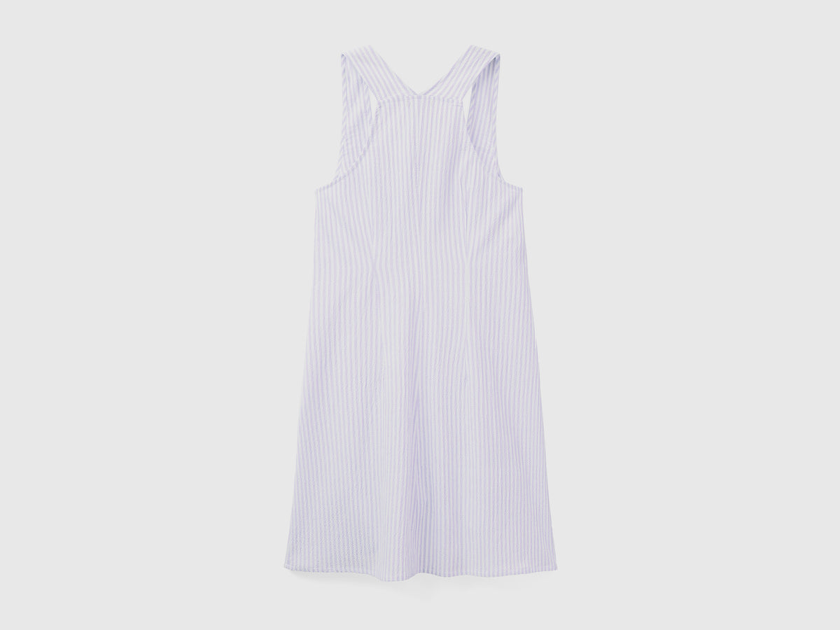 Vestito smanicato in cotone elasticizzato dall'aspetto mosso a righe sottili