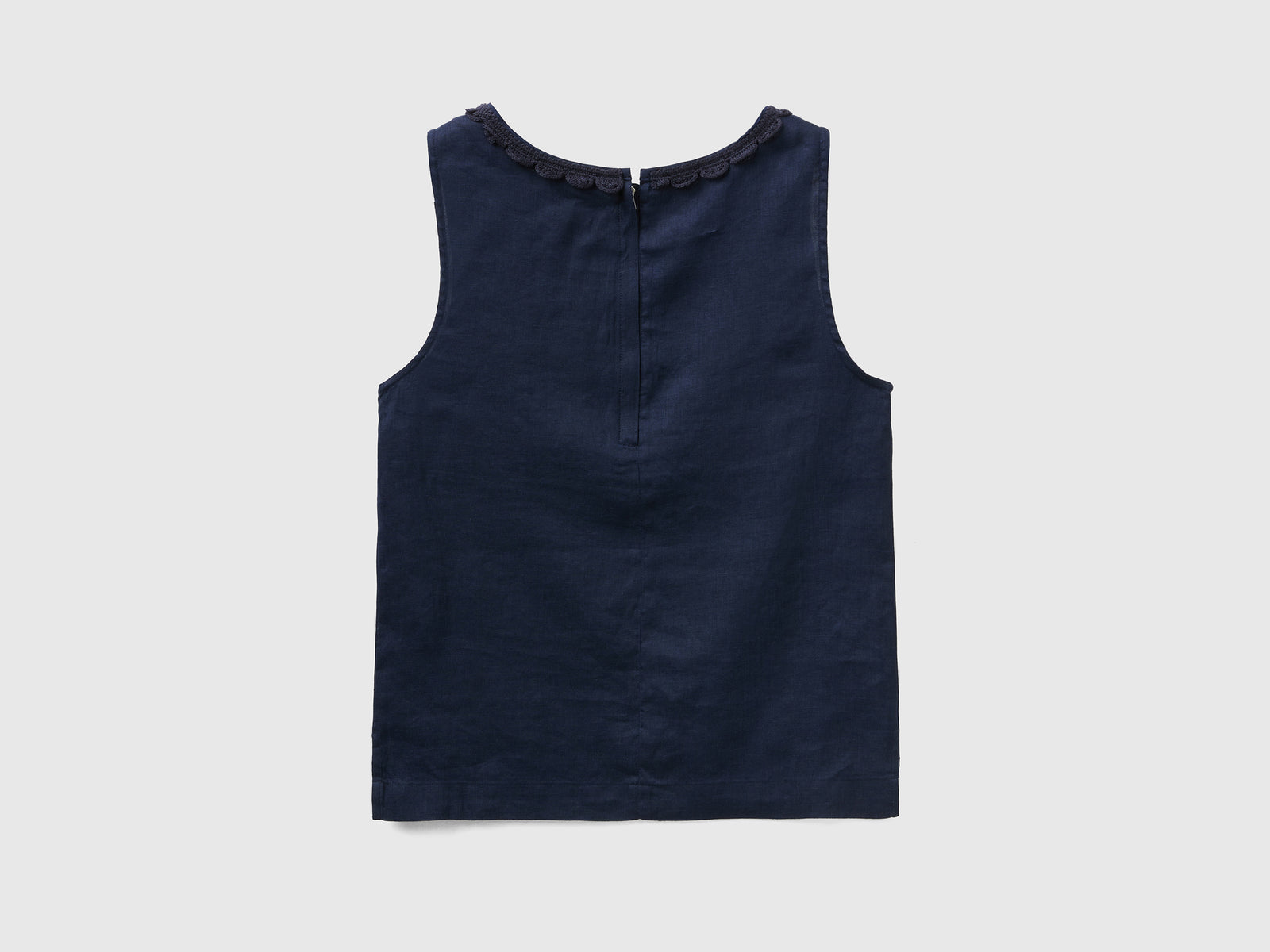 Camicetta smanicata con dettaglio crochet da donna blu scuro 2 | Benetton Outlet