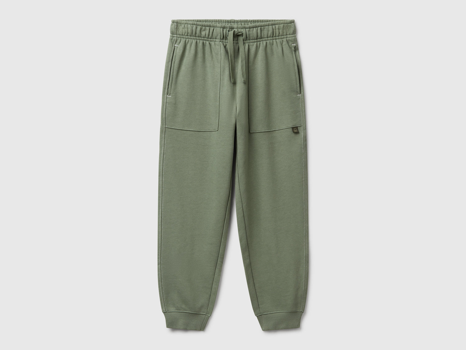 Joggers in puro cotone da bambino verde militare | Benetton Outlet