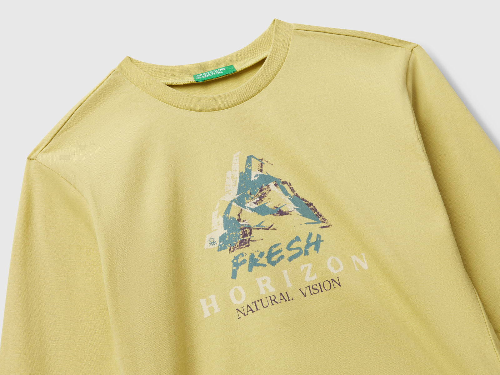 T-shirt in cotone con stampa da bambino giallo 3 | Benetton Outlet