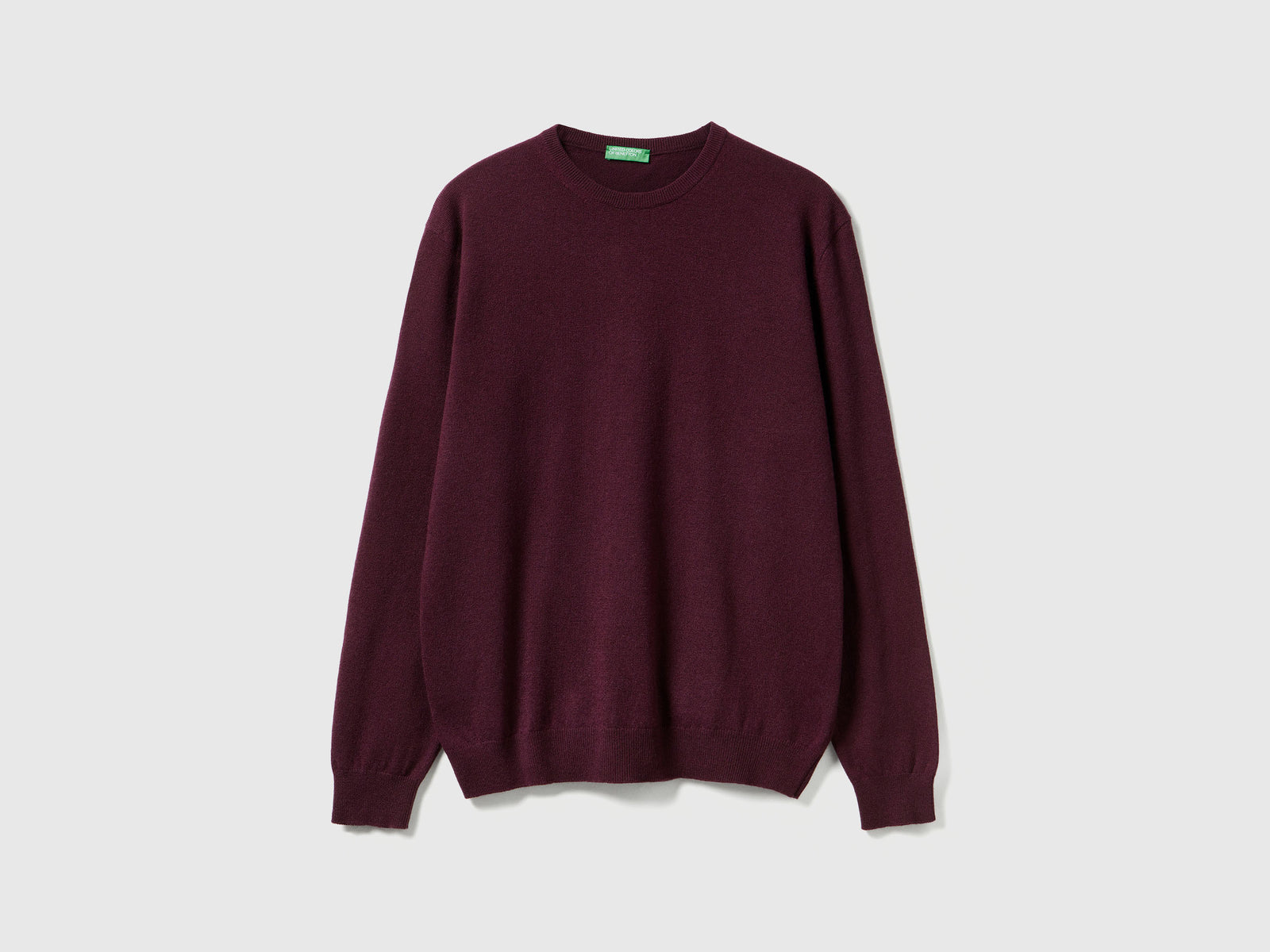 Maglia girocollo prugna in pura lana Merino da uomo bordeaux | Benetton Outlet