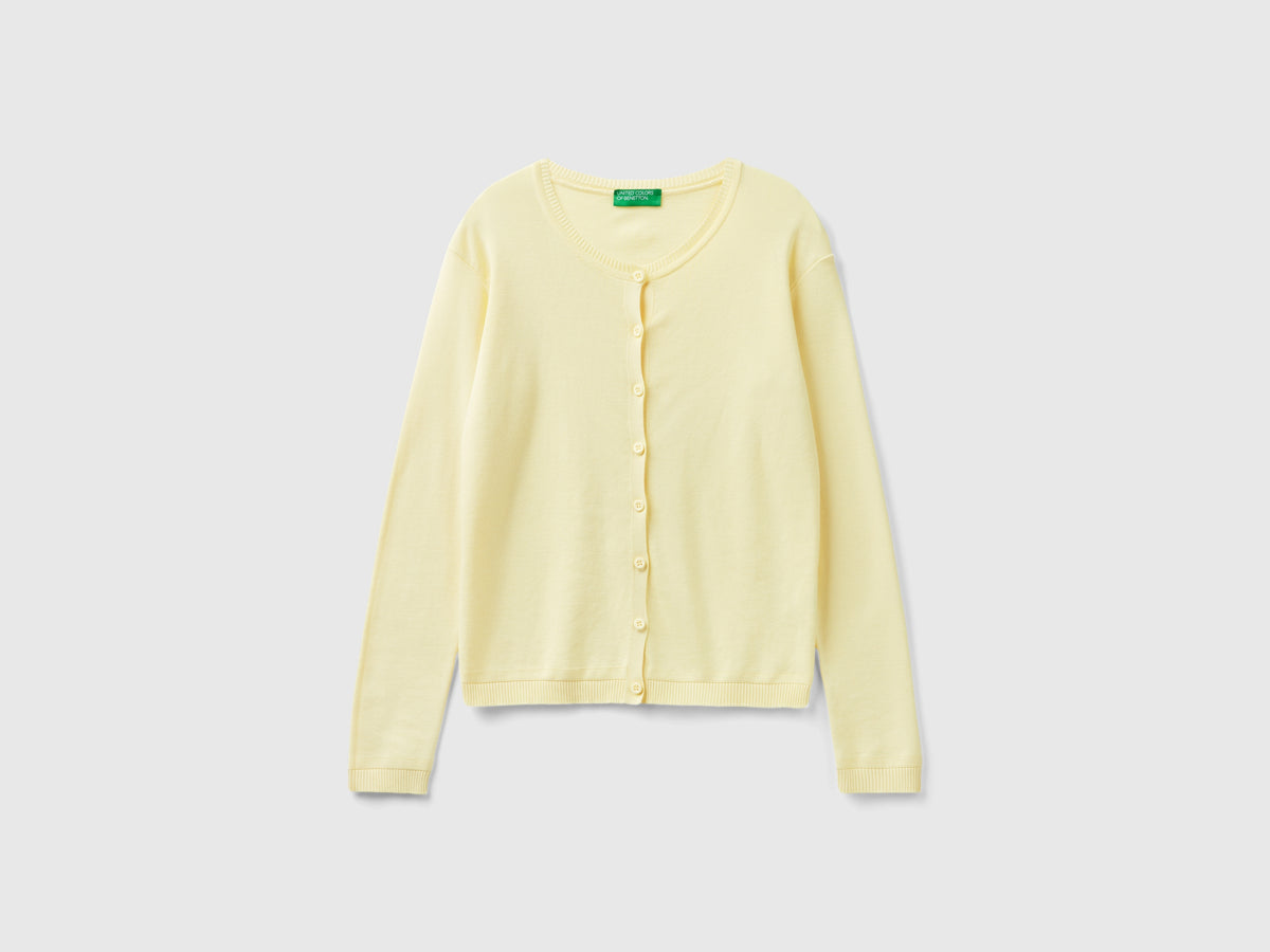 Cardigan girocollo in puro cotone