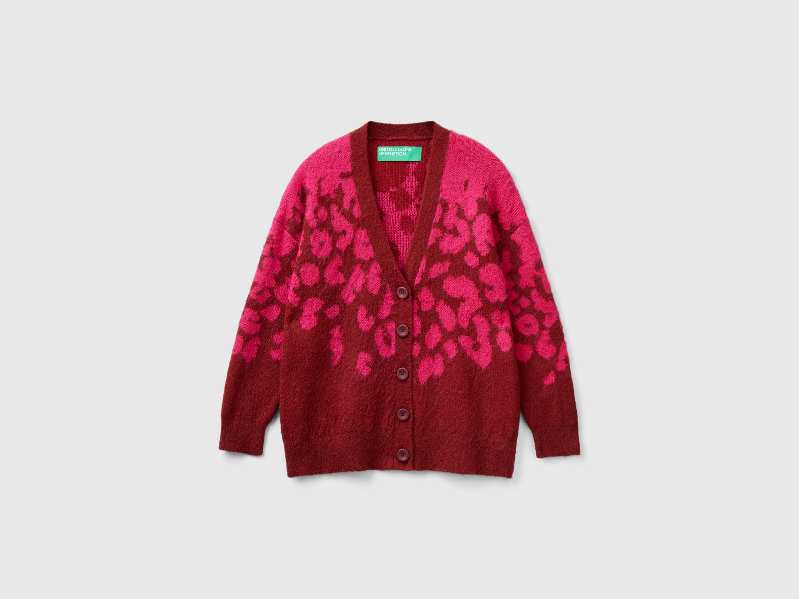 Cardigan animalier in misto mohair da donna rosso | Benetton Outlet