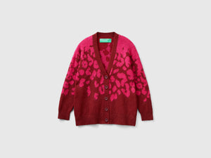 Cardigan animalier in misto mohair