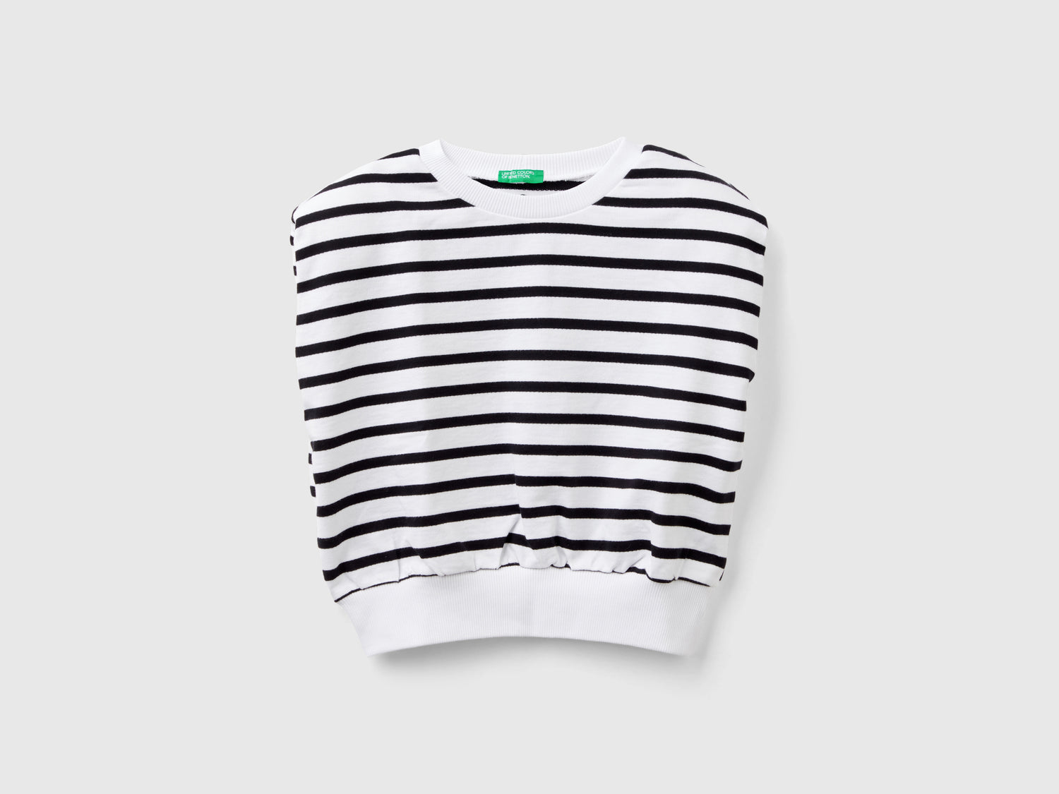 Top in felpa a righe da bambina nero | Benetton Outlet