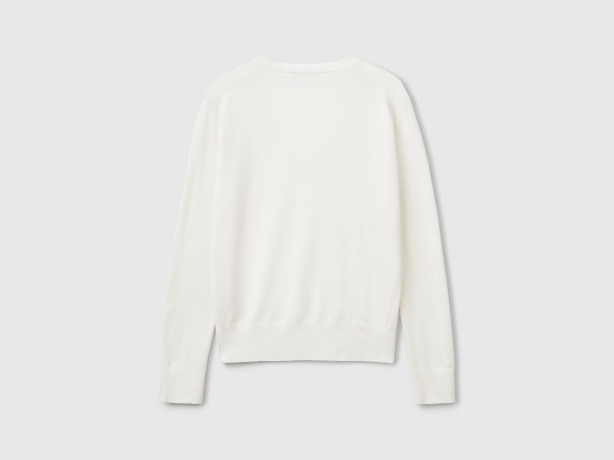 Maglia con scollo a V in misto seta