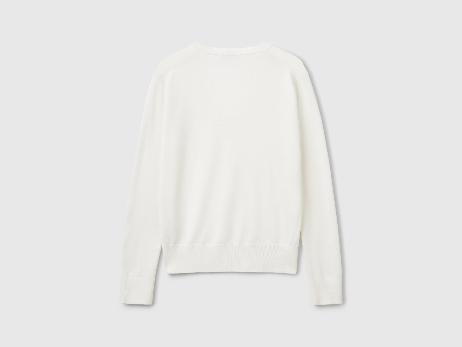 Maglia con scollo a V in misto seta da donna bianco panna 2 | Benetton Outlet