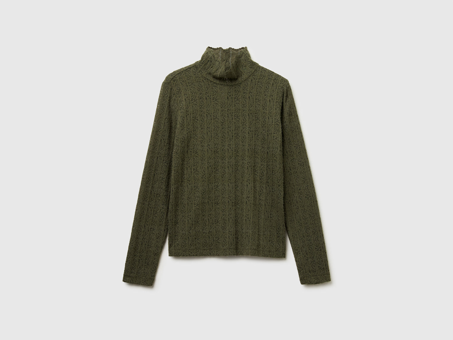 Blusa in pizzo slim fit da donna verde militare | Benetton Outlet