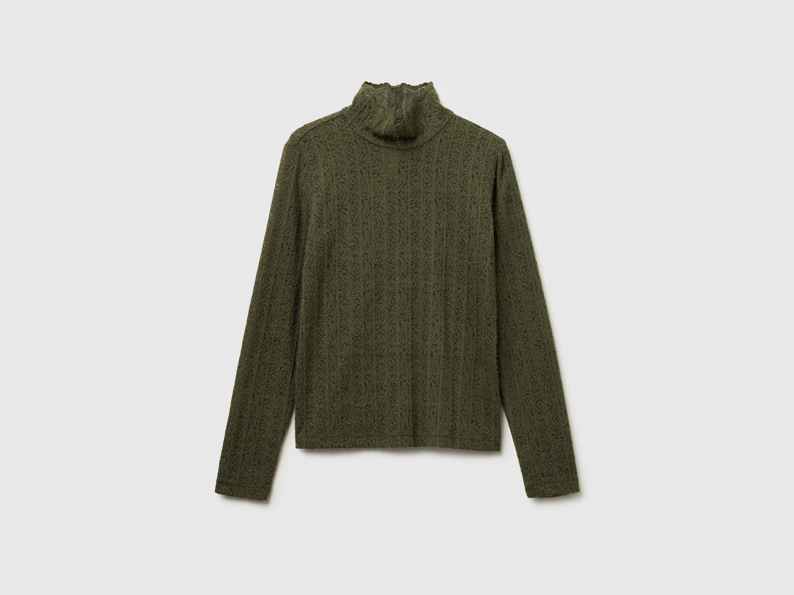 Blusa in pizzo slim fit da donna verde militare | Benetton Outlet