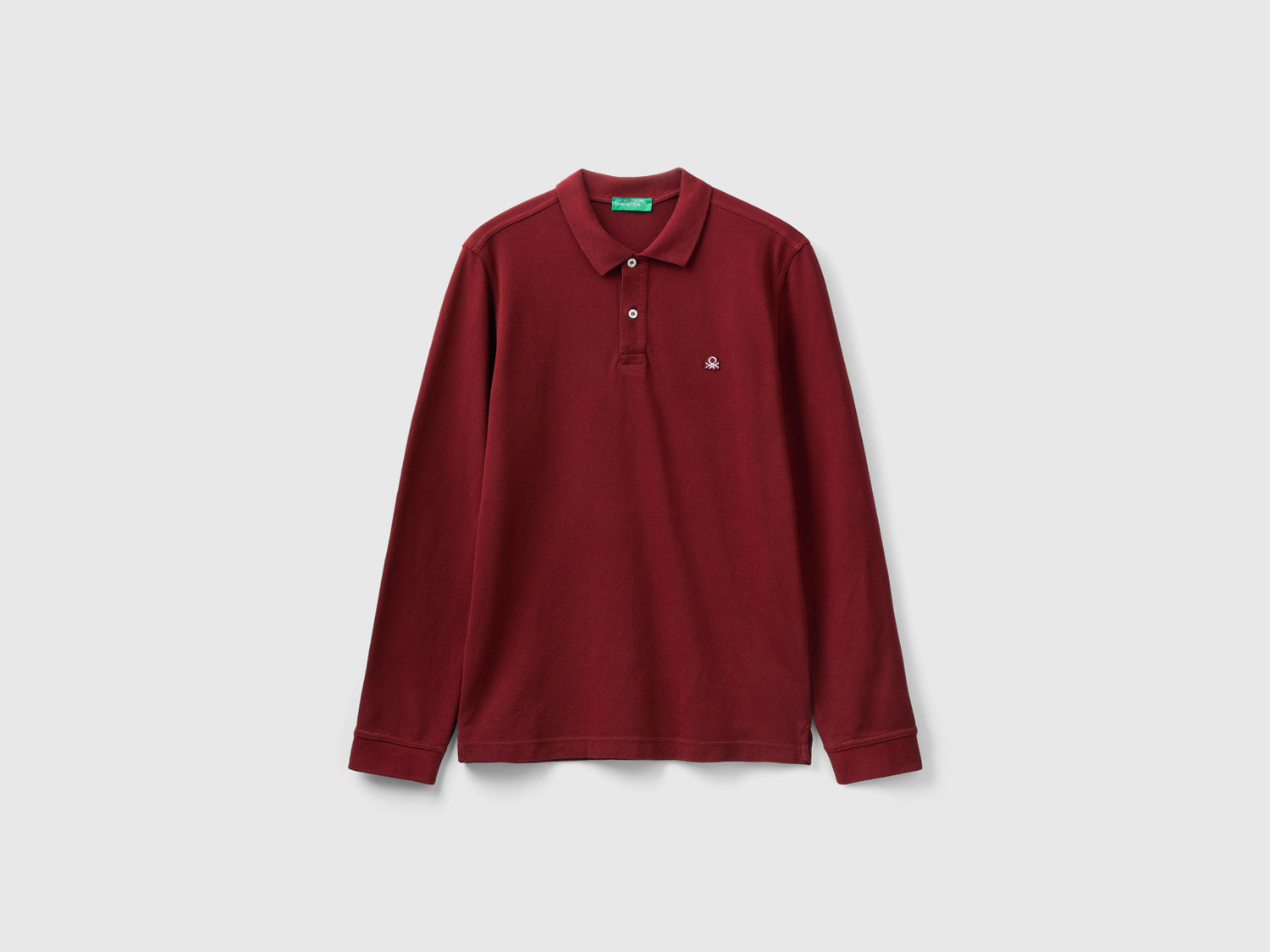Polo a manica lunga 100% cotone da uomo bordeaux | Benetton Outlet
