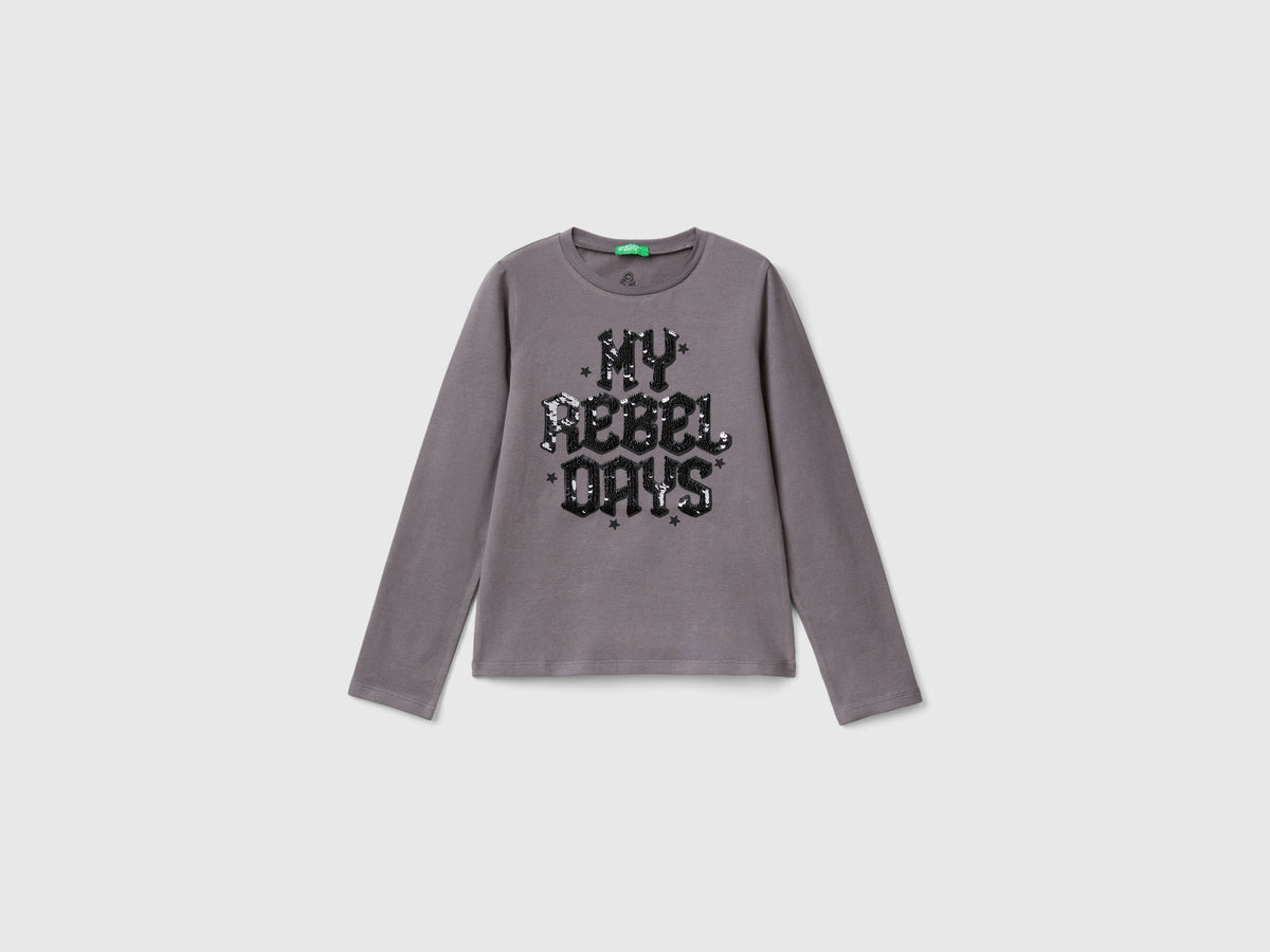 T-shirt con paillettes in cotone bio