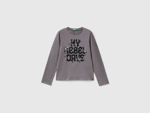 T-shirt con paillettes in cotone bio