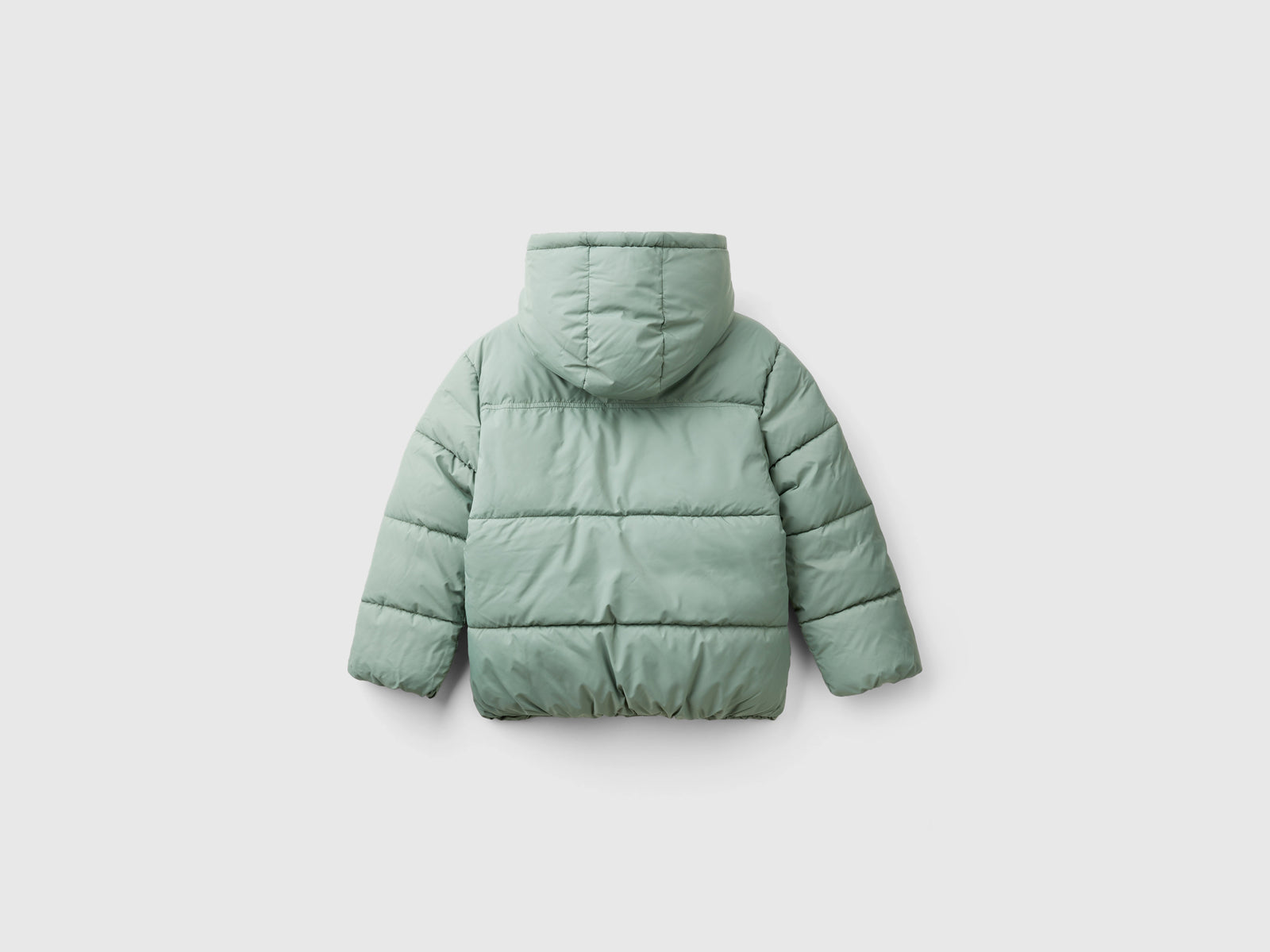 Giubbotto imbottito con interno orsetto da bambino verde chiaro 2 | Benetton Outlet