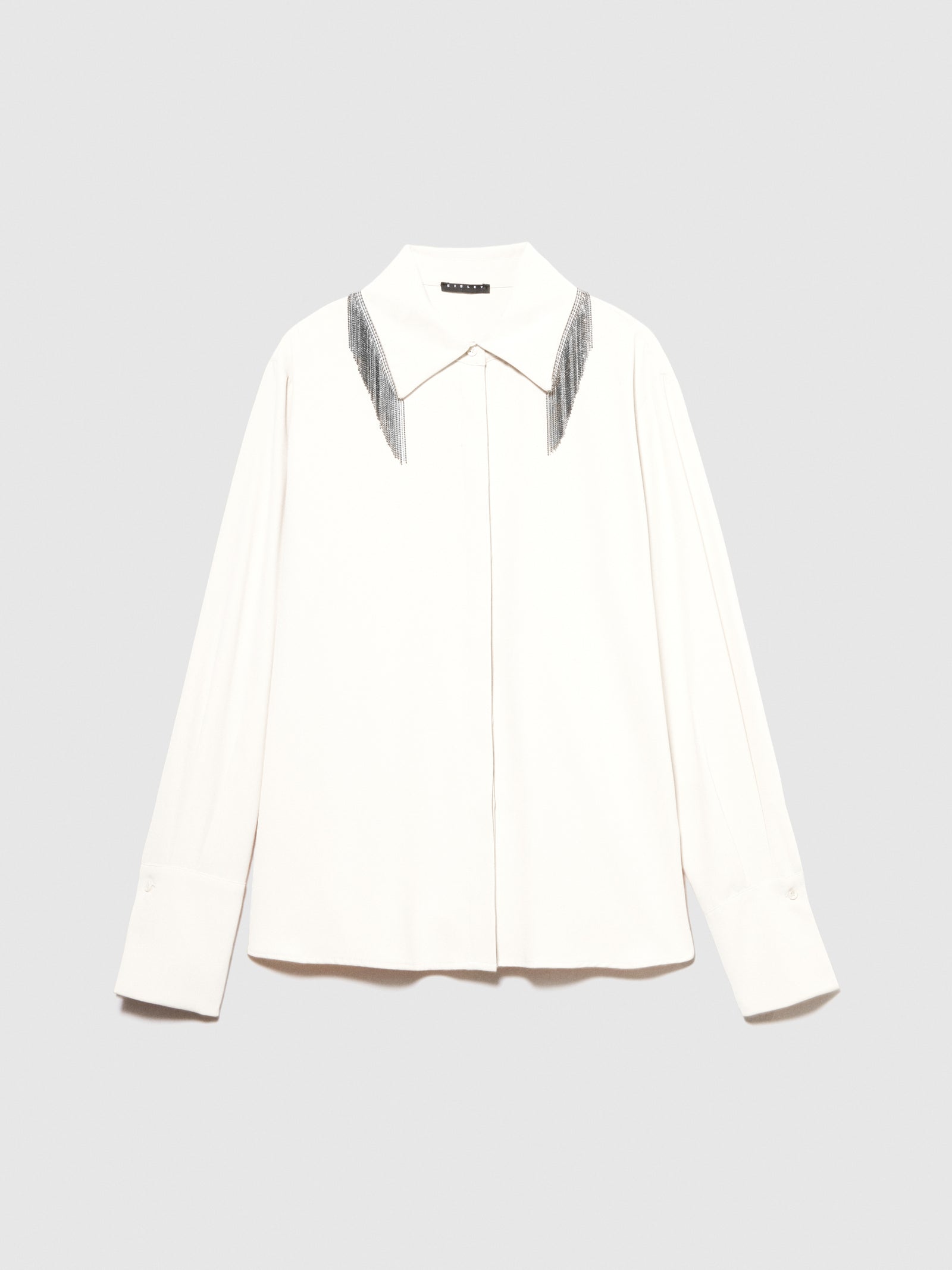 Camicia con applicazione silver da donna bianco panna | Sisley Outlet