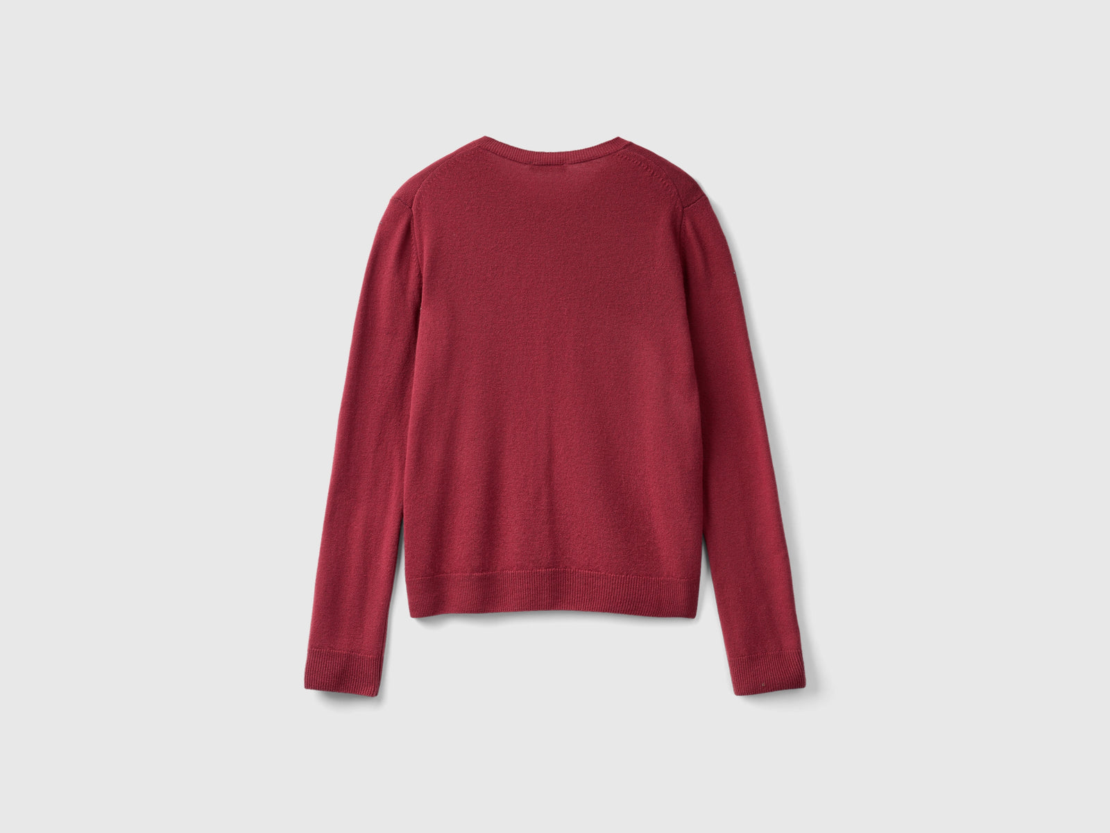 Cardigan girocollo in pura lana Merino da donna bordeaux 2 | Benetton Outlet