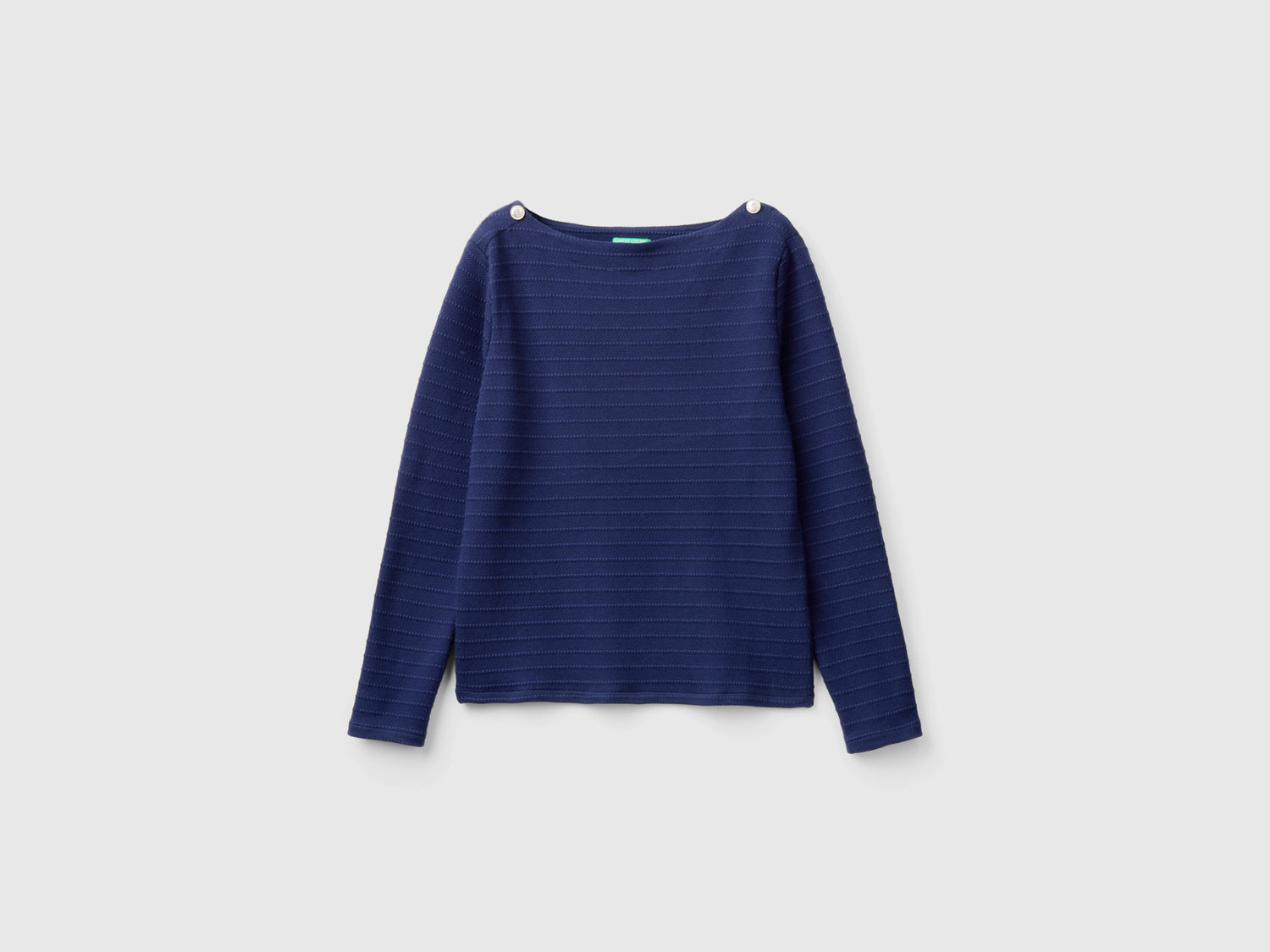 Maglietta manica lunga jacquard da donna blu scuro | Benetton Outlet