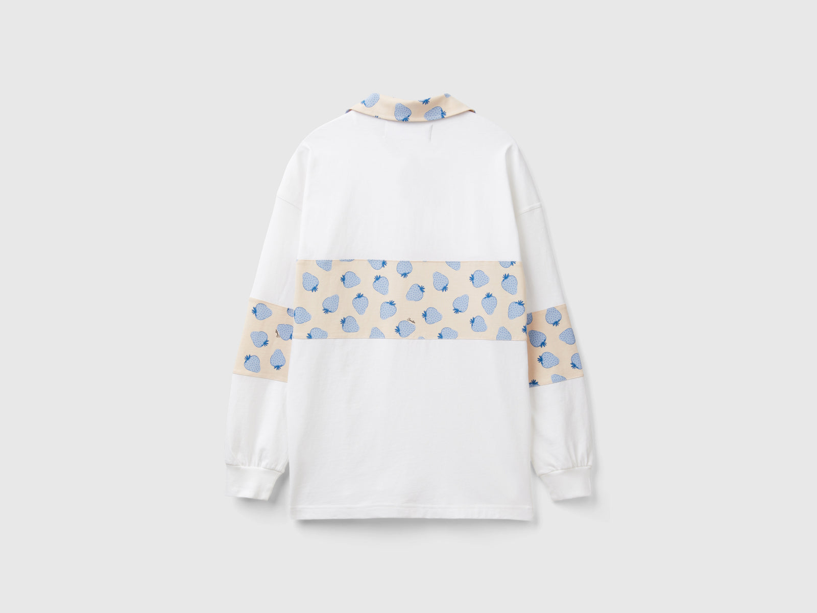Polo rugby con dettagli pattern fragole da uomo bianco 2 | Benetton Outlet