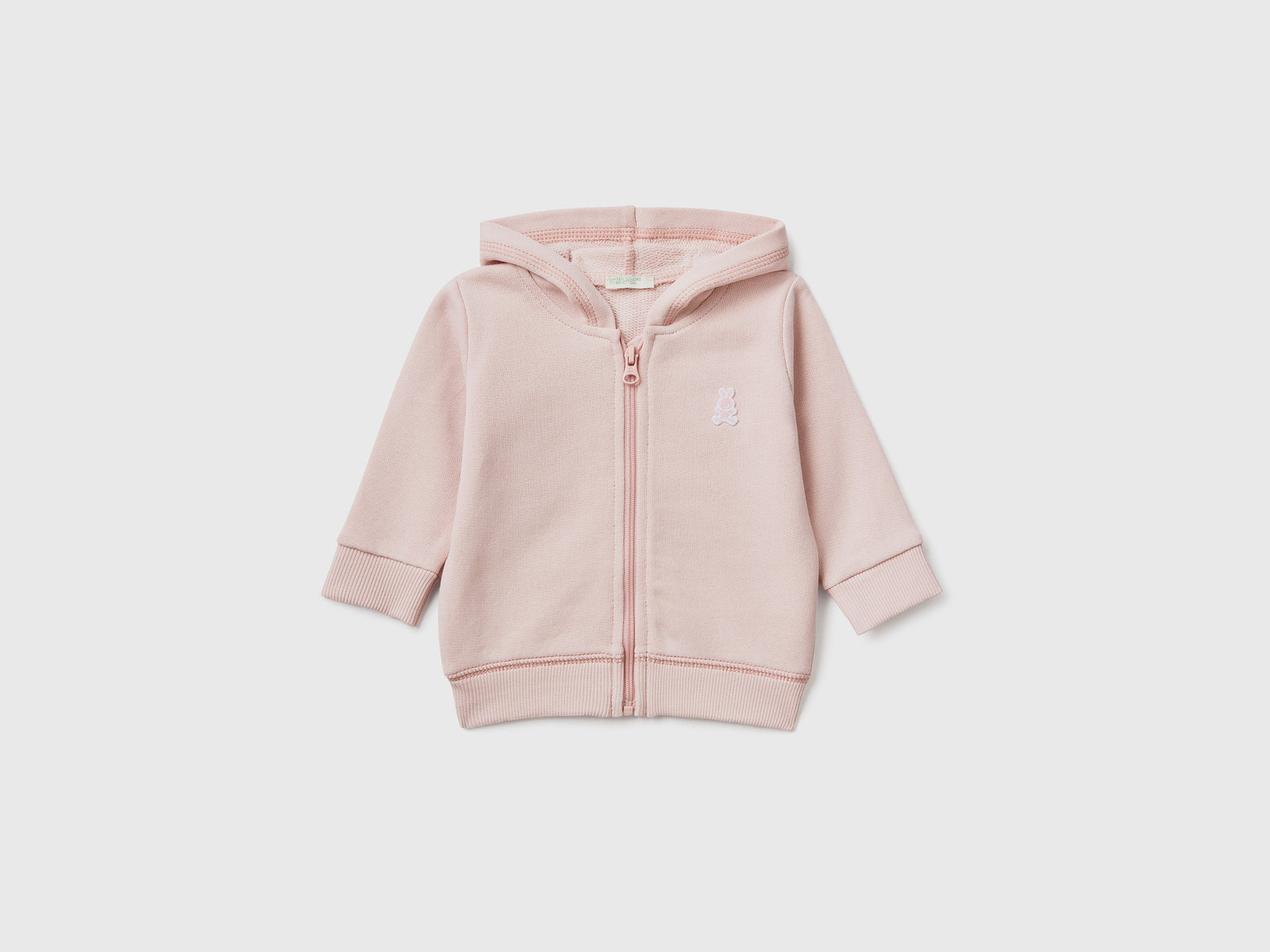 Felpa con cappuccio in cotone da neonato rosa tenue | Benetton Outlet