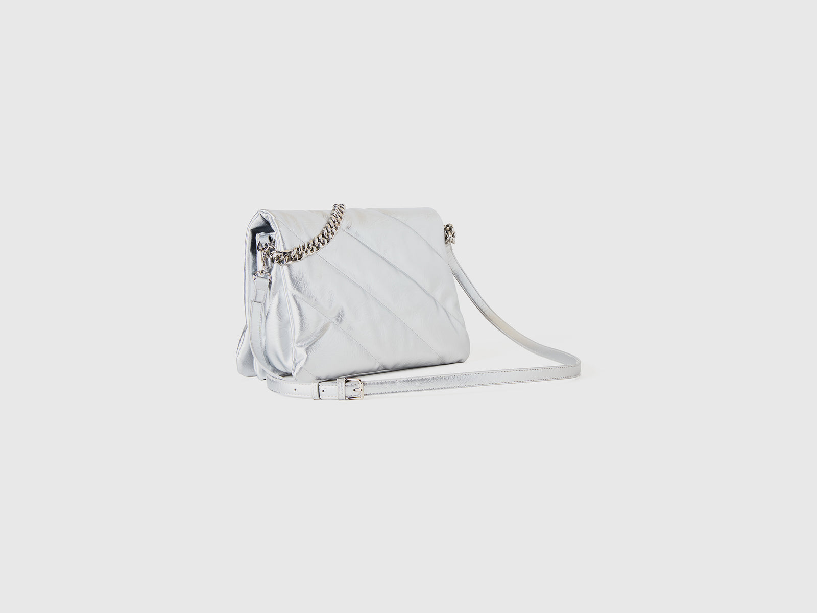 Borsa media con tracolla a catena da donna argento 2 | Benetton Outlet