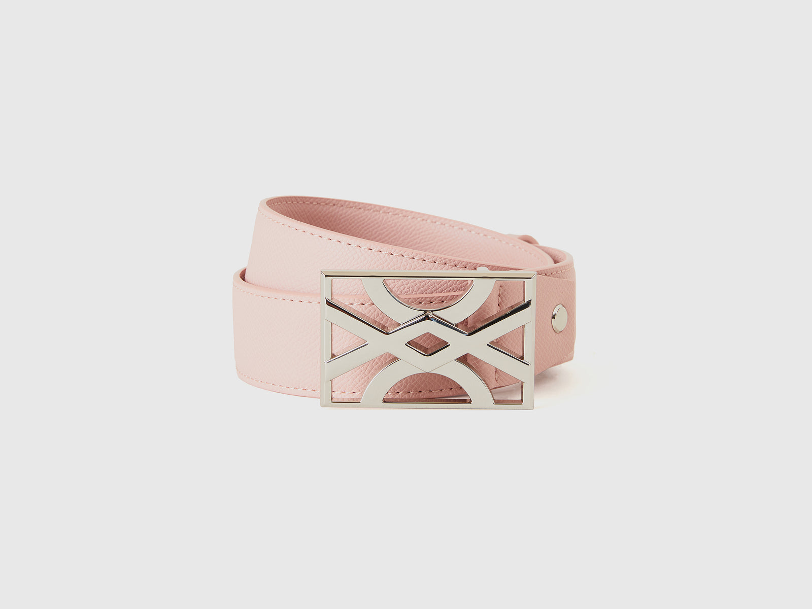 Cintura rosa cipria con fibbia logata da donna rosa tenue | Benetton Outlet