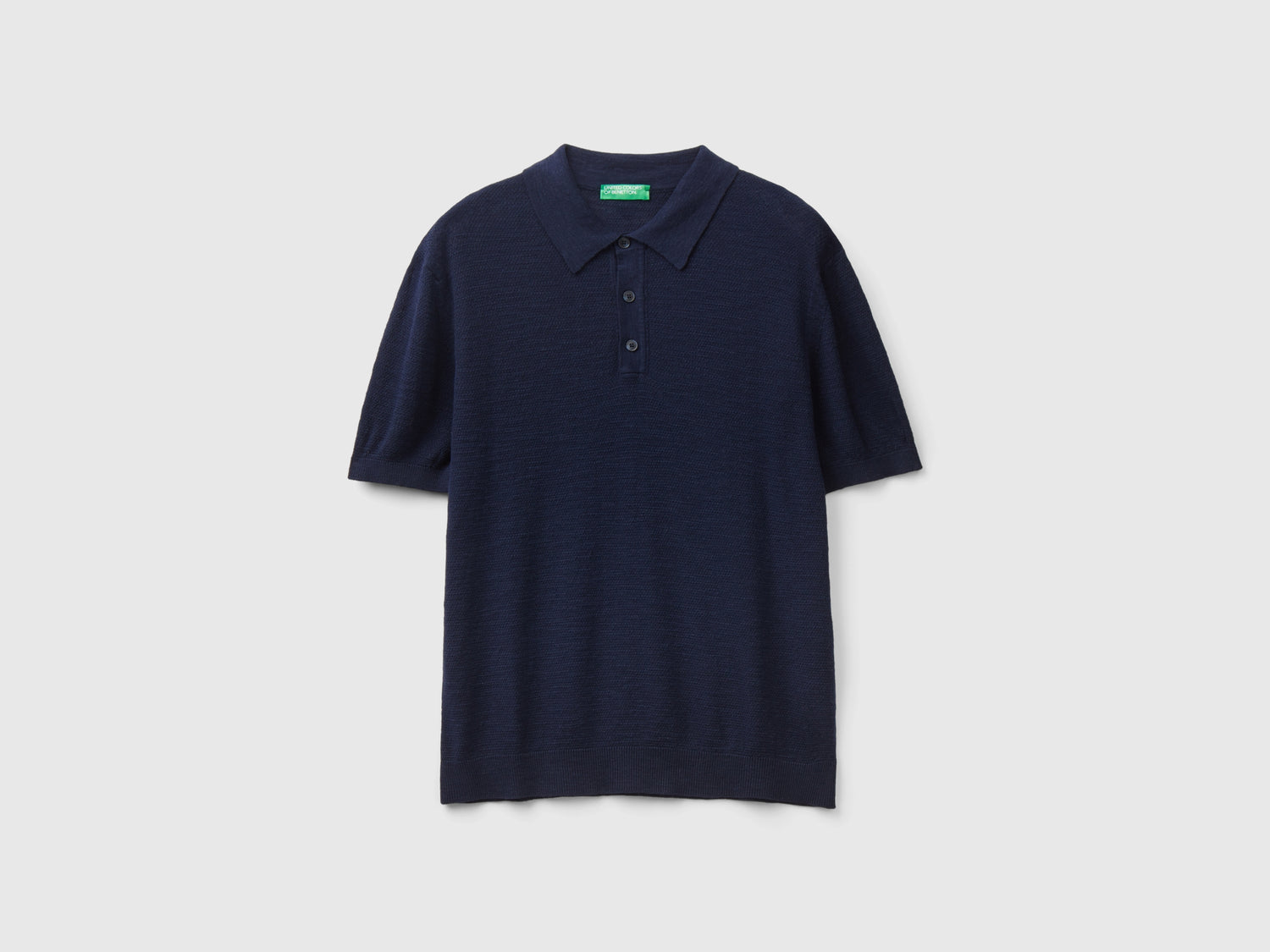 Polo in misto lino da uomo blu scuro | Benetton Outlet