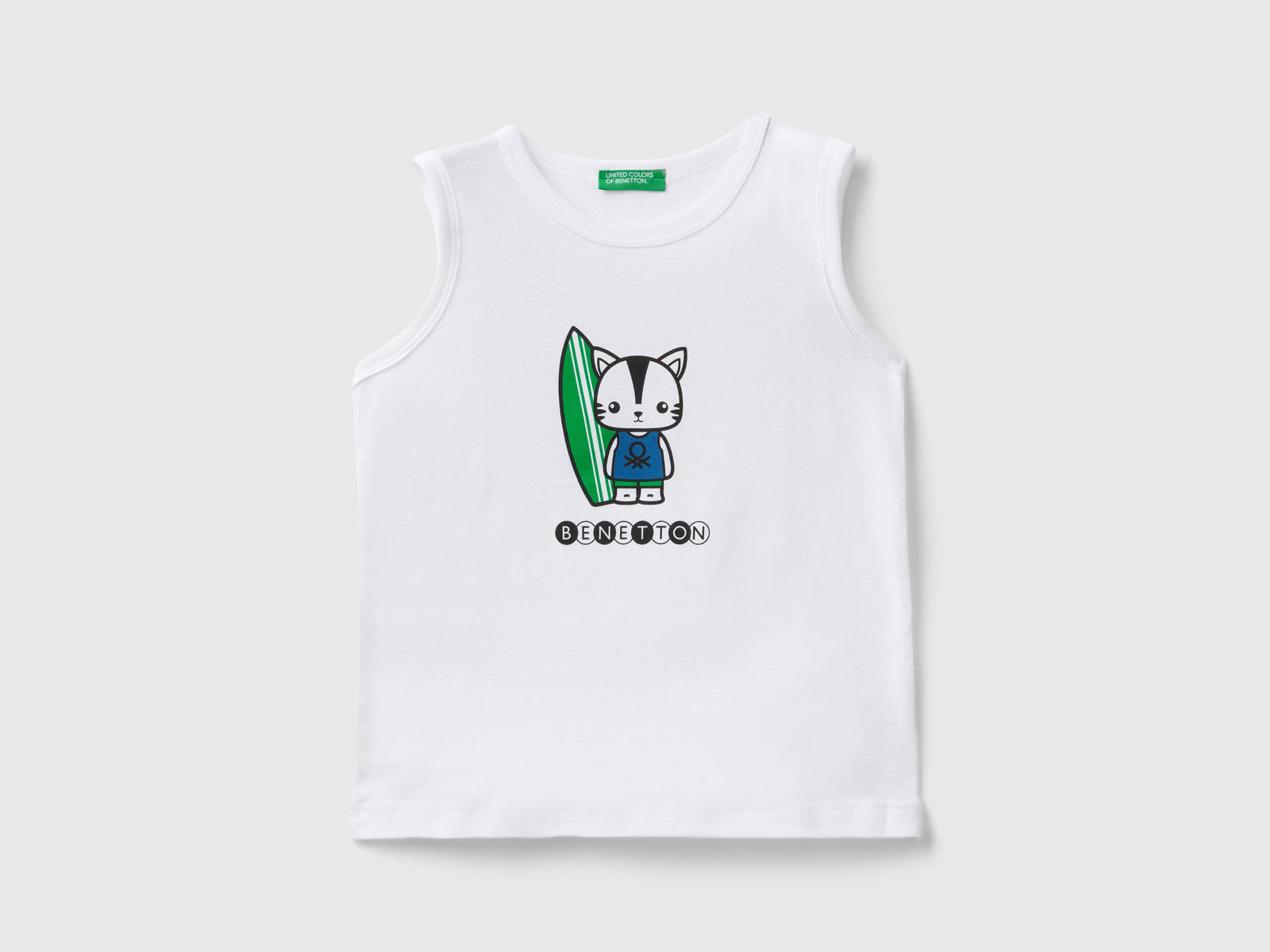 Canotta 100% cotone bio con logo da bimbo bianco | Benetton Outlet