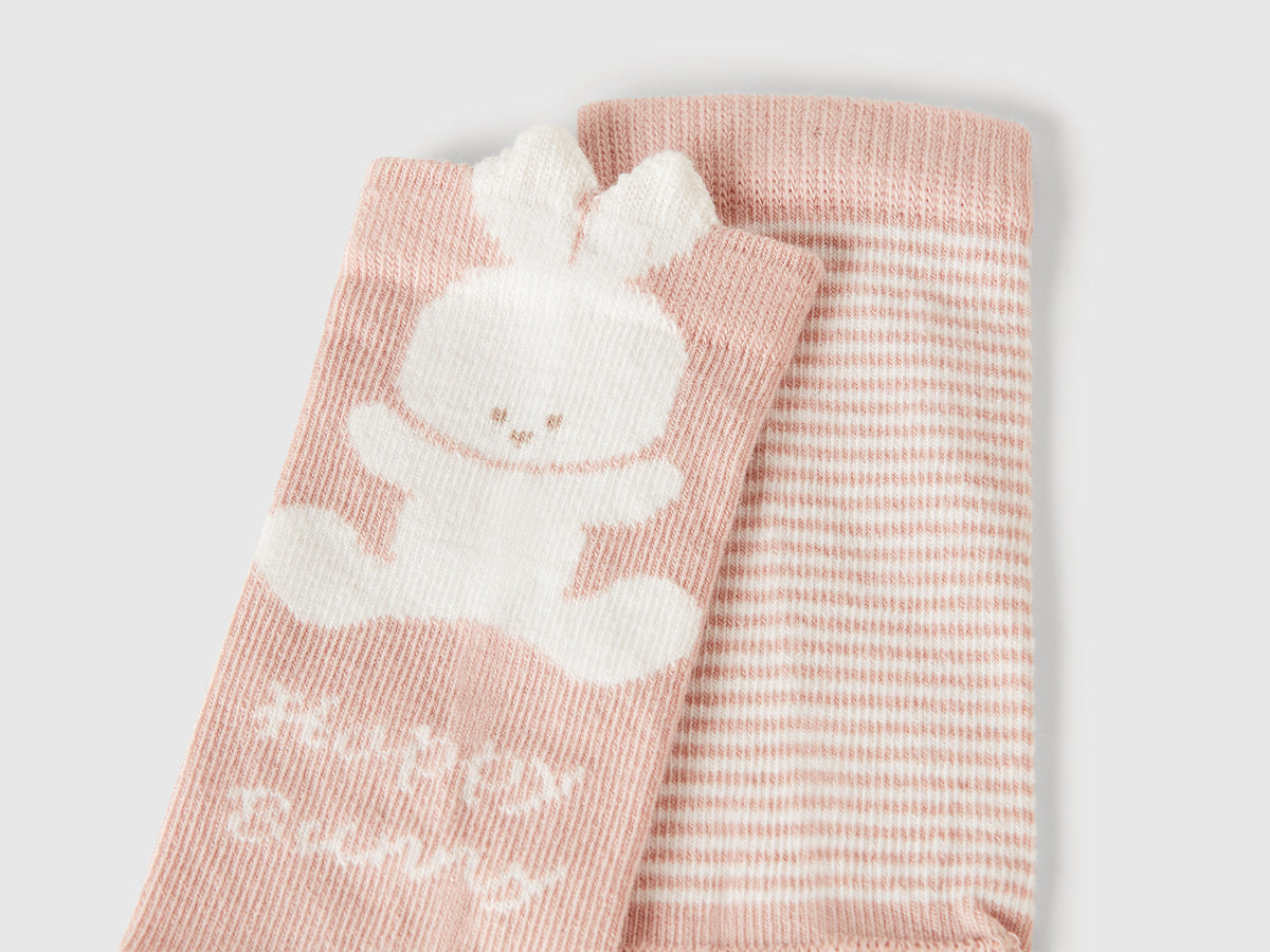 Set calzini con righe e coniglietto