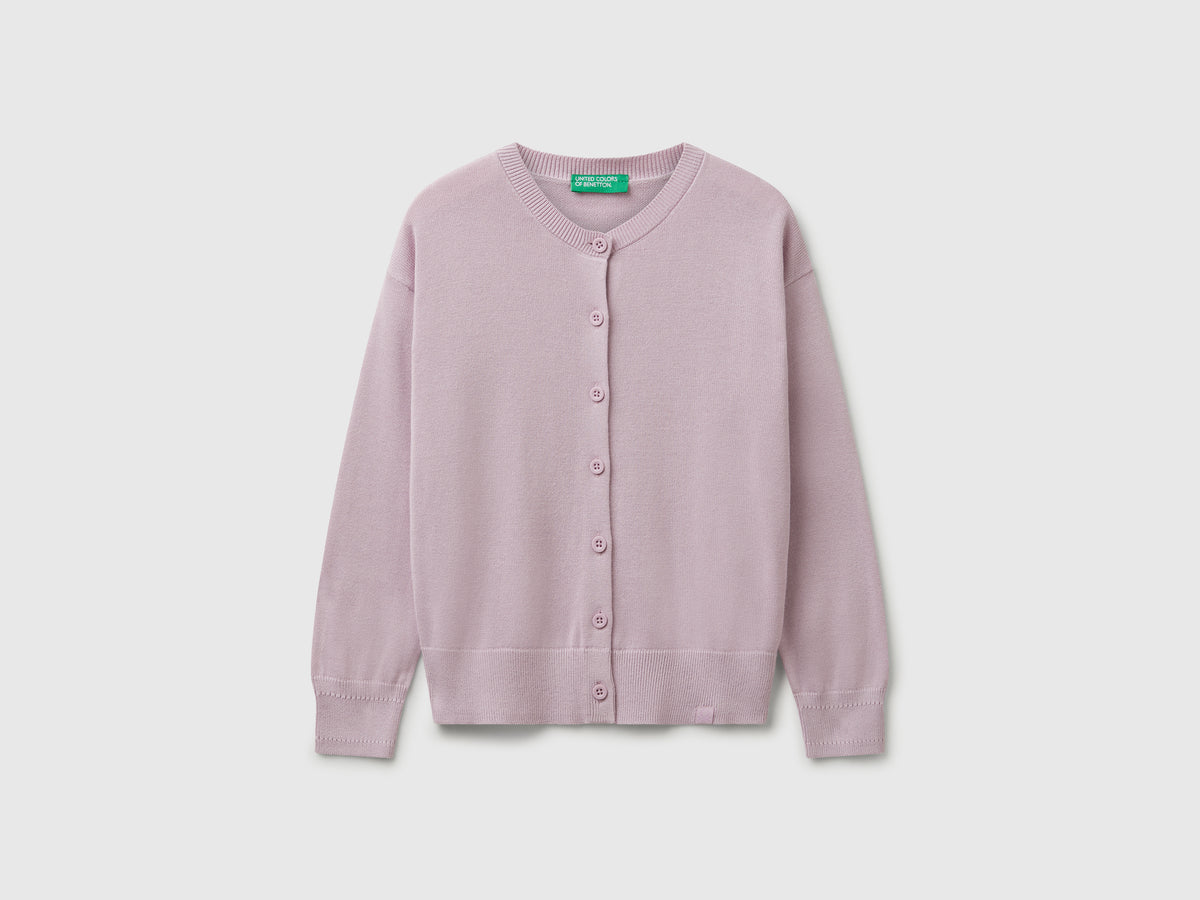 Cardigan girocollo in puro cotone
