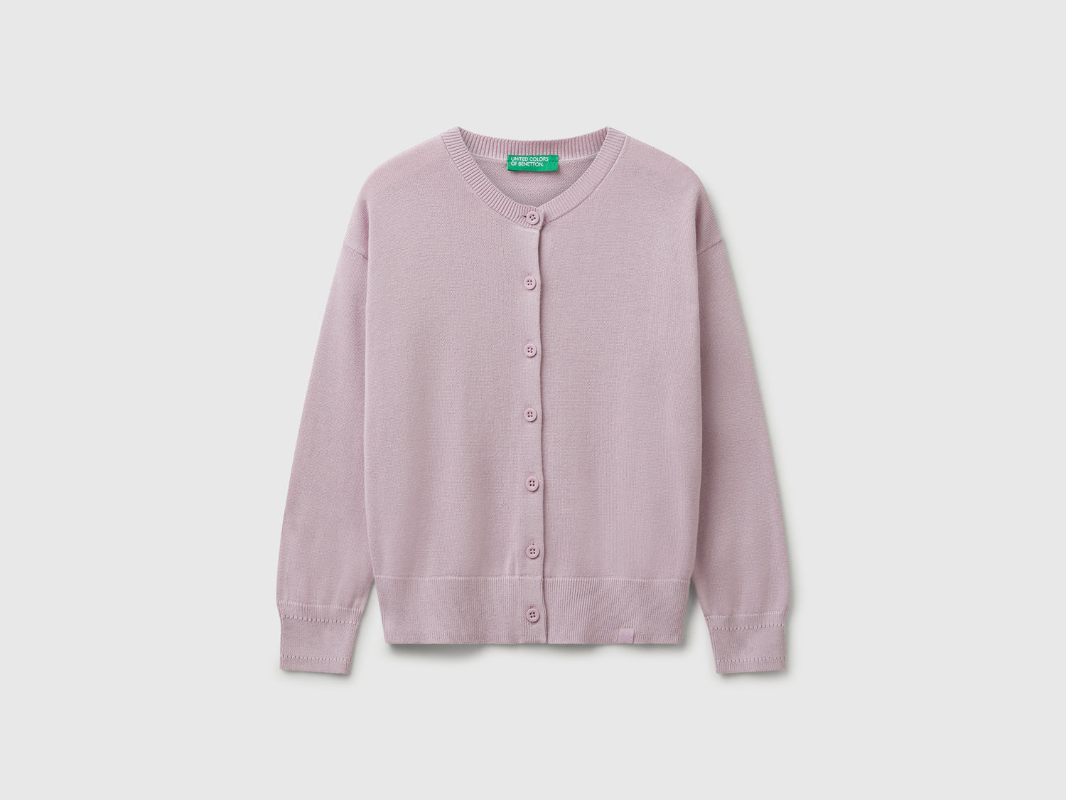 Cardigan girocollo in puro cotone da bambina lavanda | Benetton Outlet