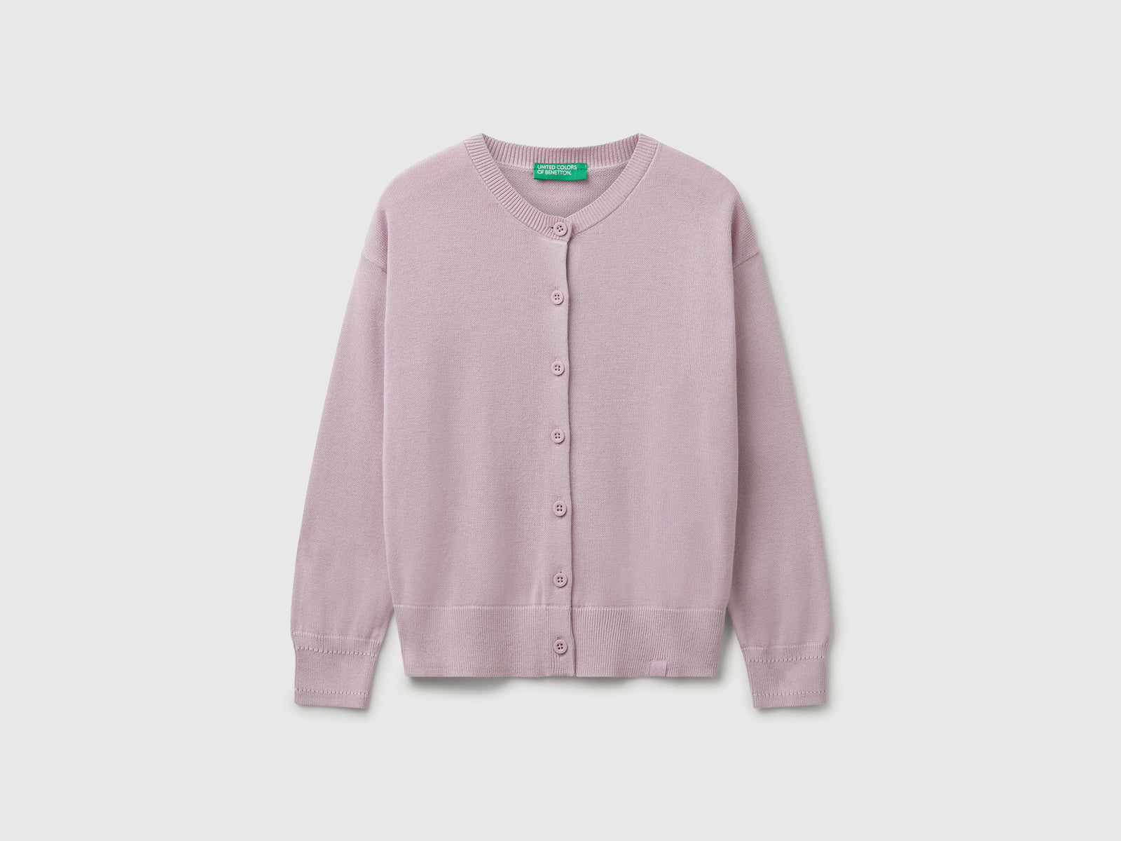 Cardigan girocollo in puro cotone da bambina lavanda | Benetton Outlet