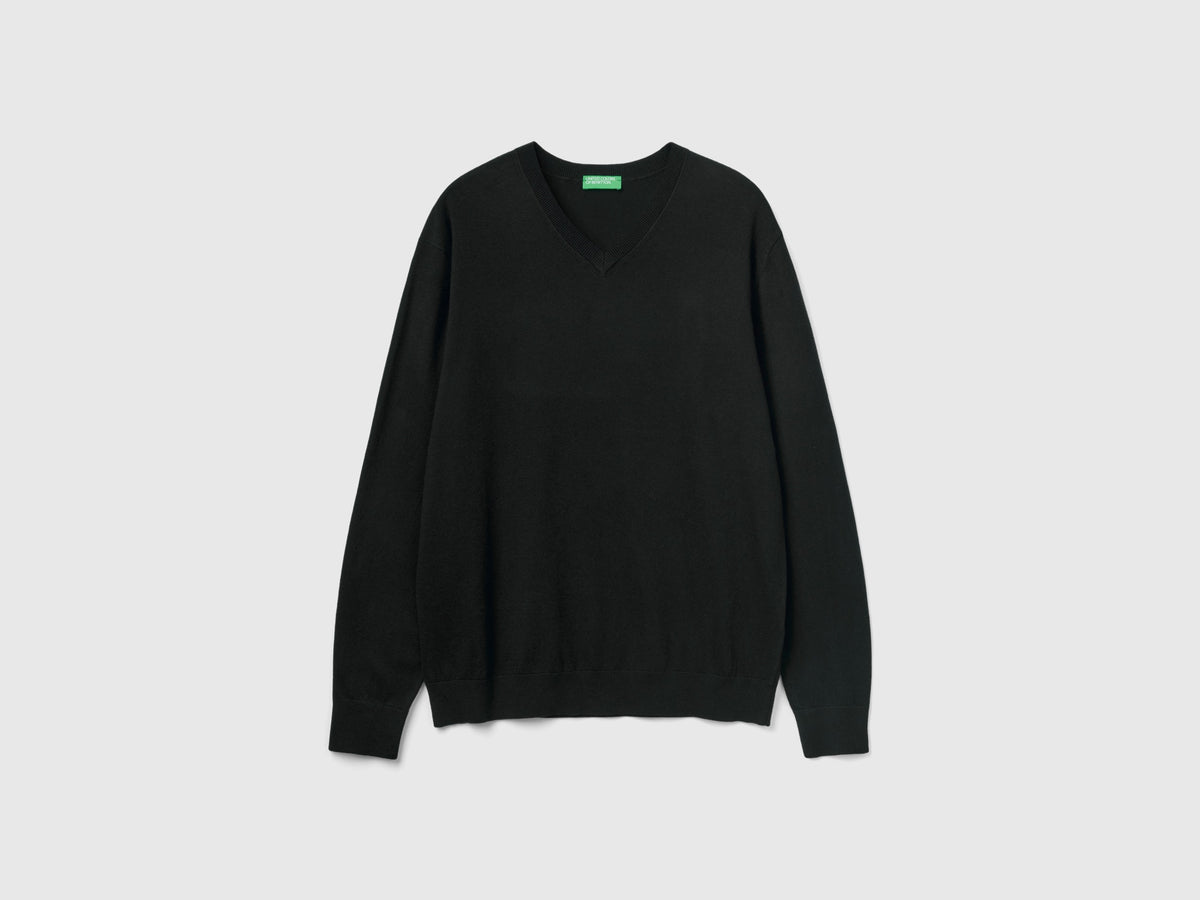 Maglia scollo a V in misto cotone leggero
