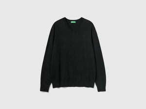 Maglia scollo a V in misto cotone leggero