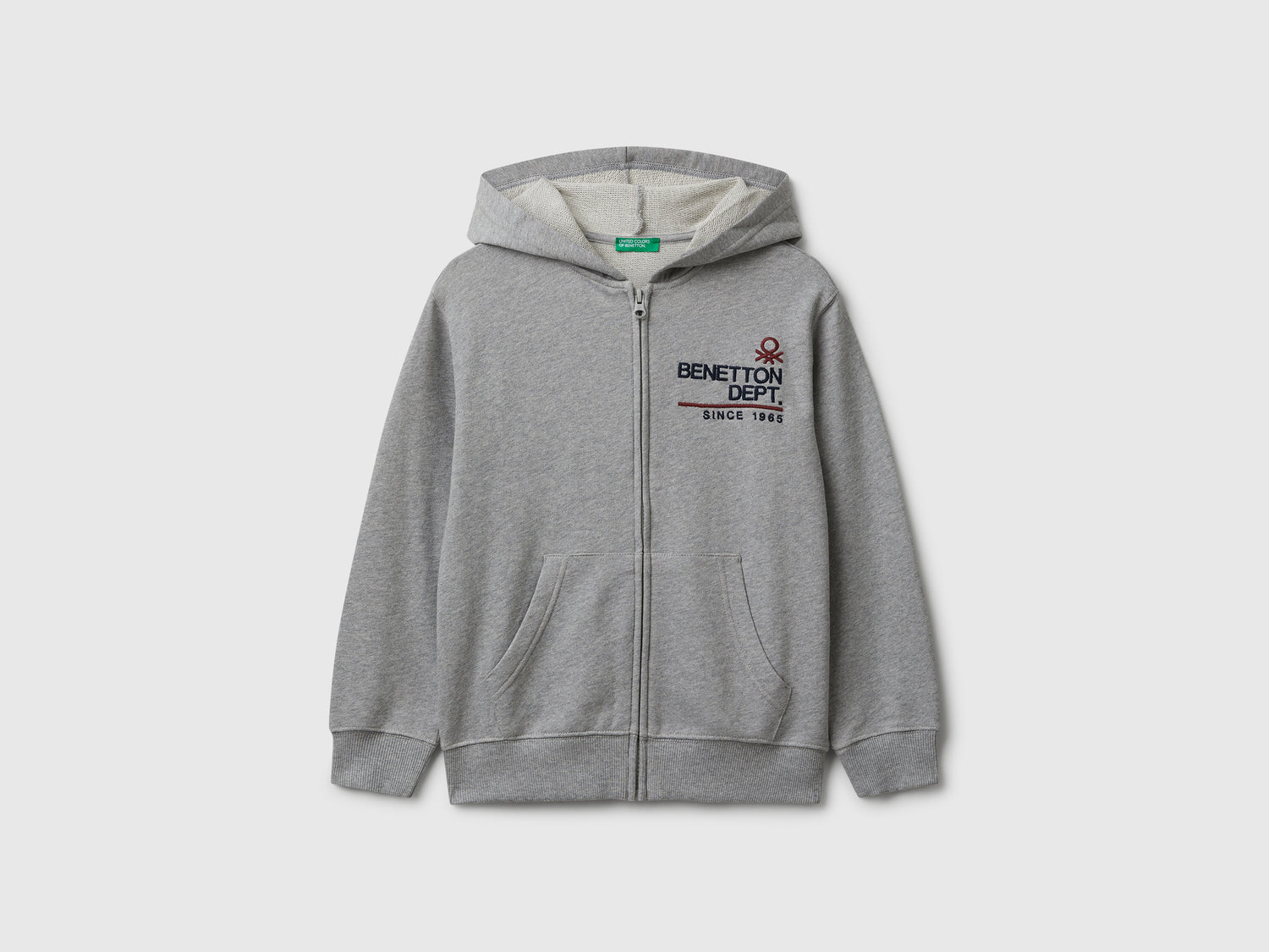 Felpa con zip e cappuccio da bambino grigio chiaro | Benetton Outlet