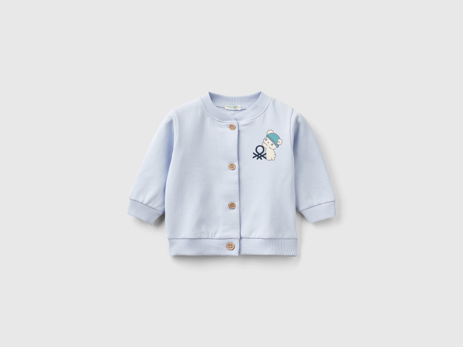 Warm sweatshirt with animal print da neonato celeste | Benetton Outlet