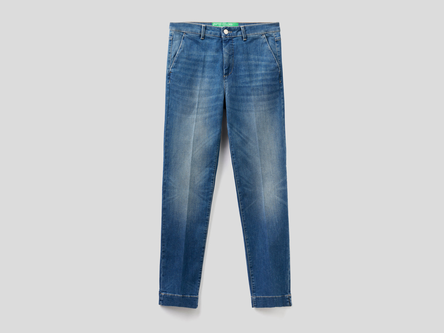 Chino slim fit in denim da donna azzurro | Benetton Outlet
