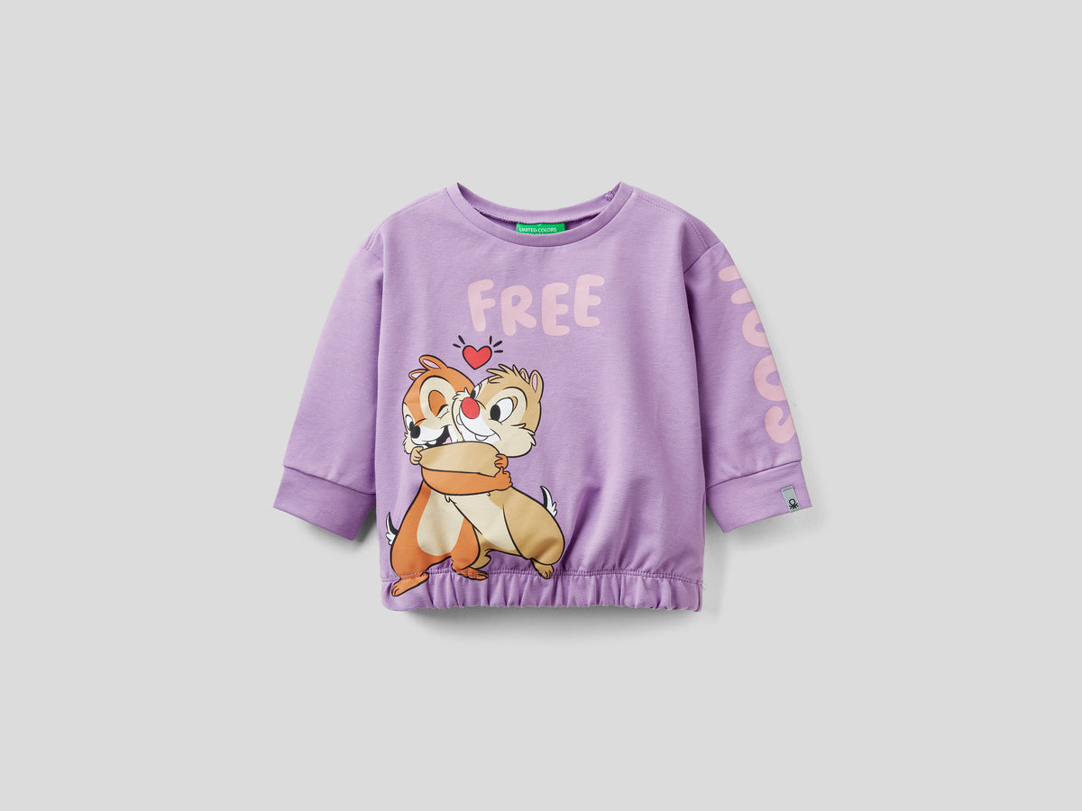 Felpa girocollo Disney da bimba lilla | Benetton Outlet